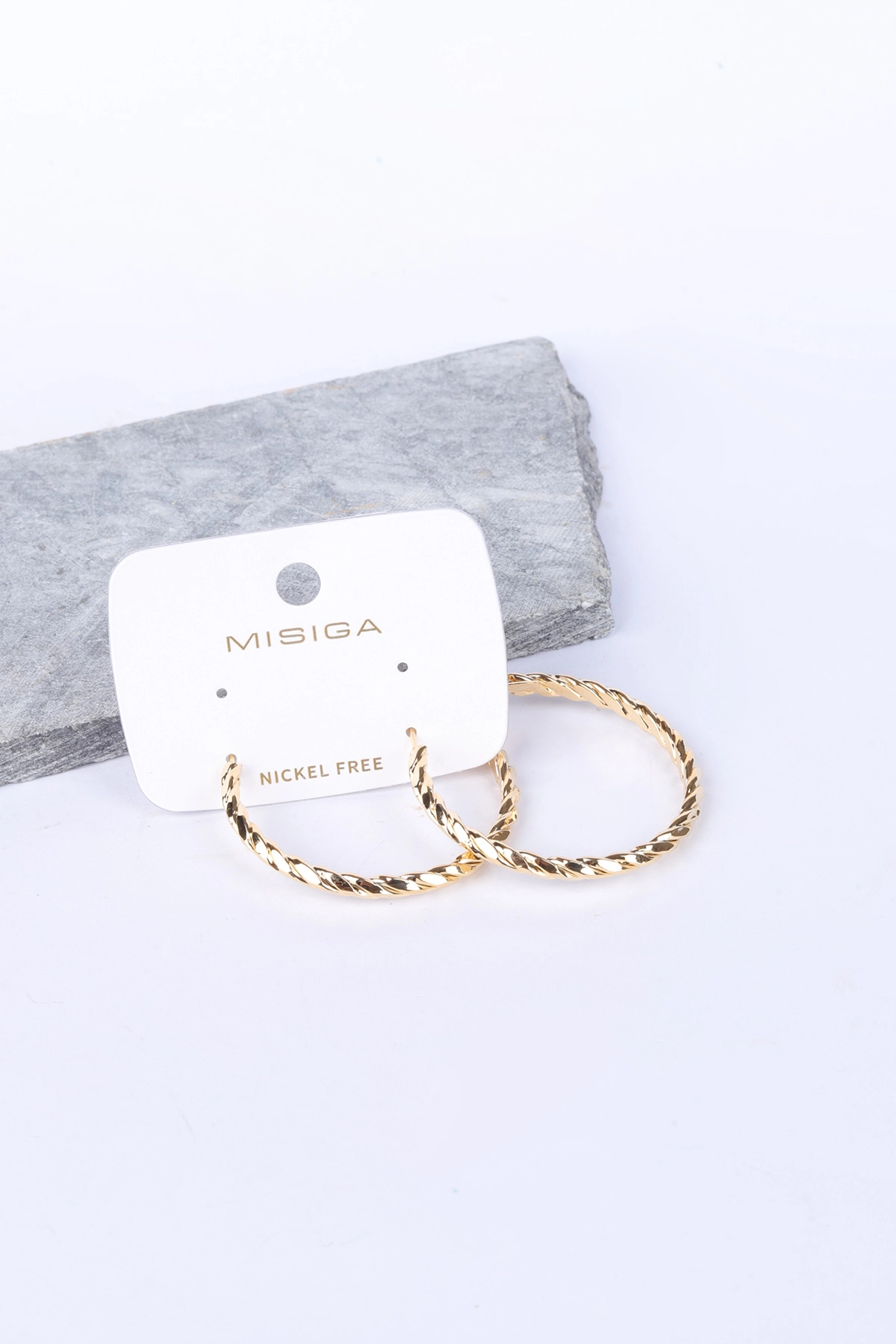 Gold Burgu Desen Orta Boy Halka Küpe 330913