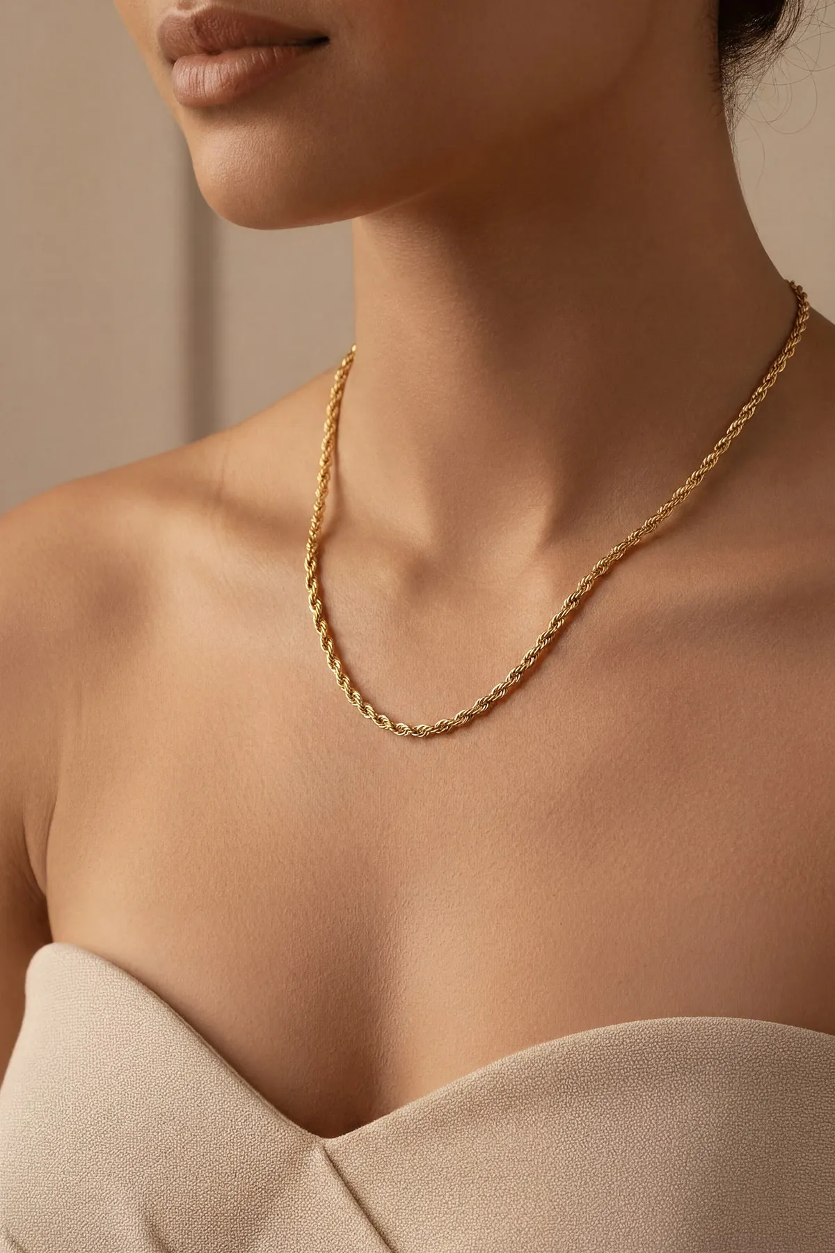 Gold Burgu Model Kalın Unisex Çelik Zincir 431366