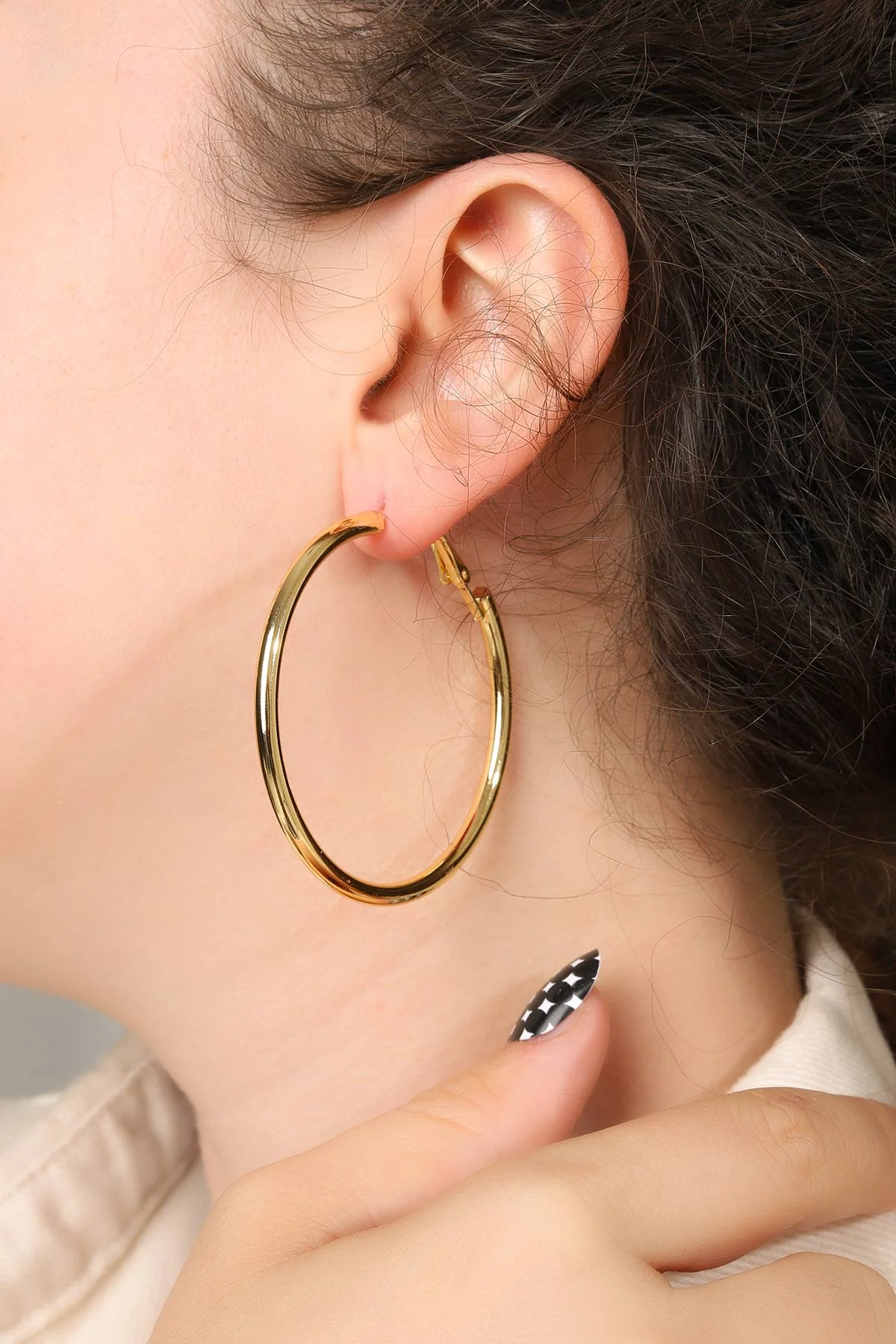 Gold Çap 5 Cm Çelik Küpe 302024