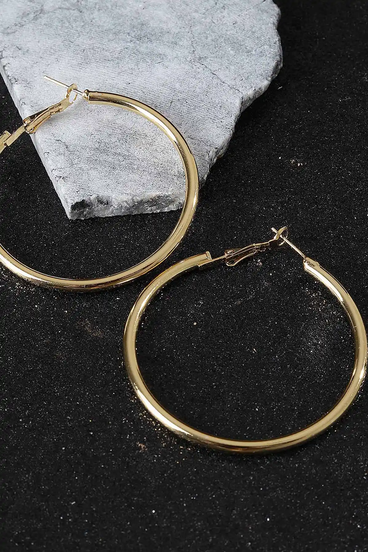 Gold Çap 5 Cm Çelik Küpe 302024