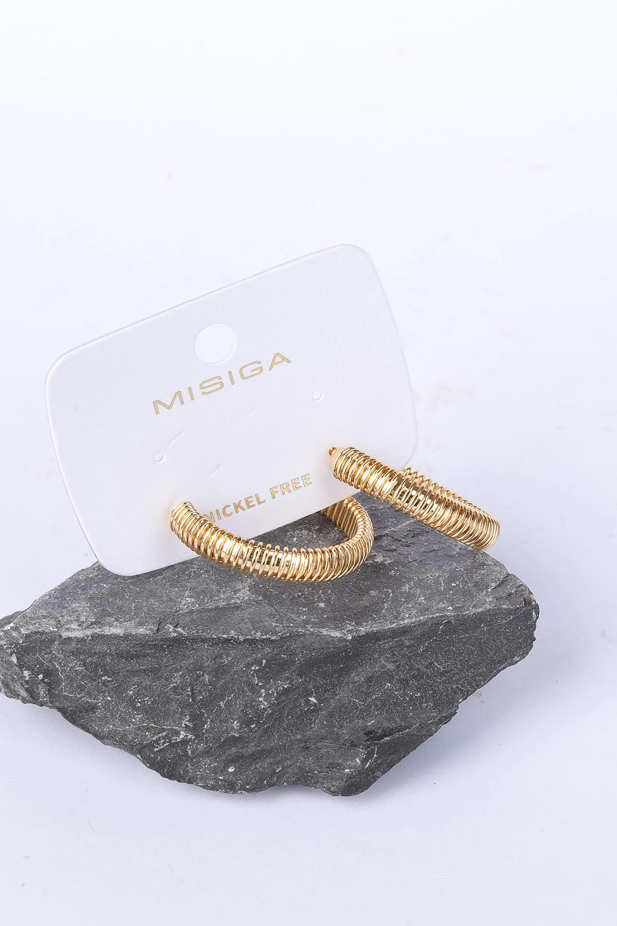 Gold Çizgili Model Halka Küpe 330945
