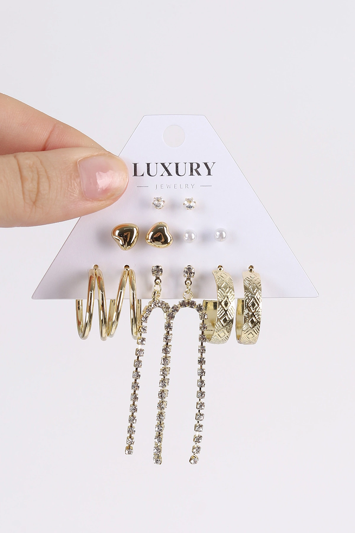 Gold Çoklu Karışık Model Küpe Seti 482749