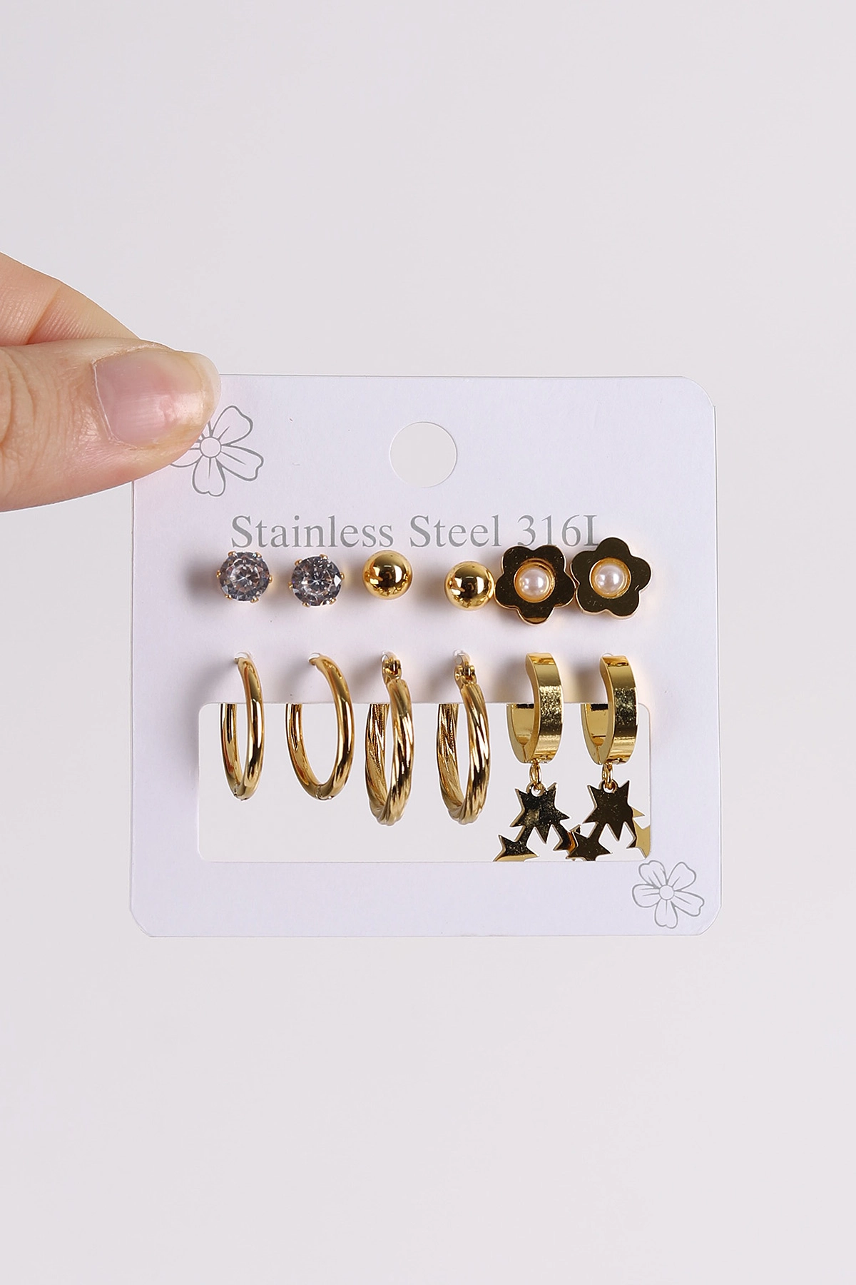 Gold Çoklu Karışık Model Küpe Seti 486404