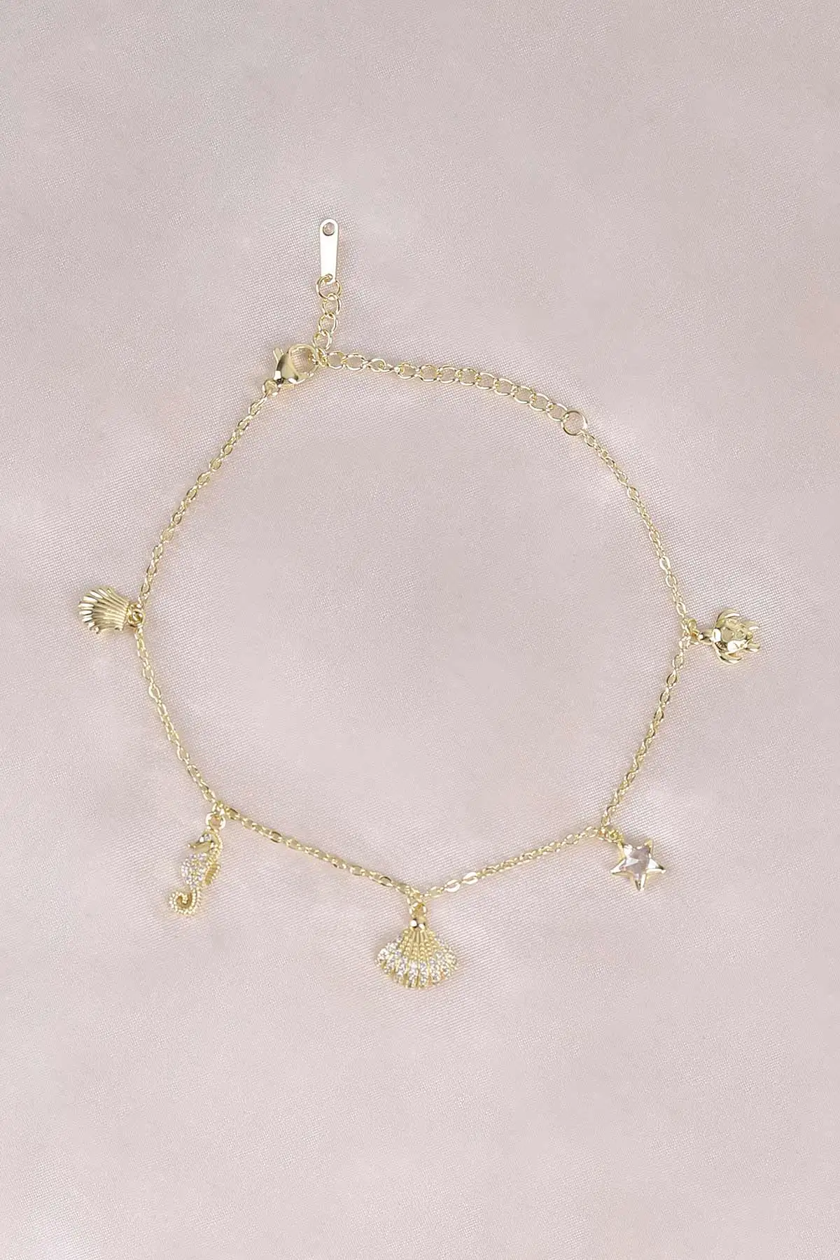 Gold Deniz Atı Model Zirkon Taşlı Çelik Halhal 484683