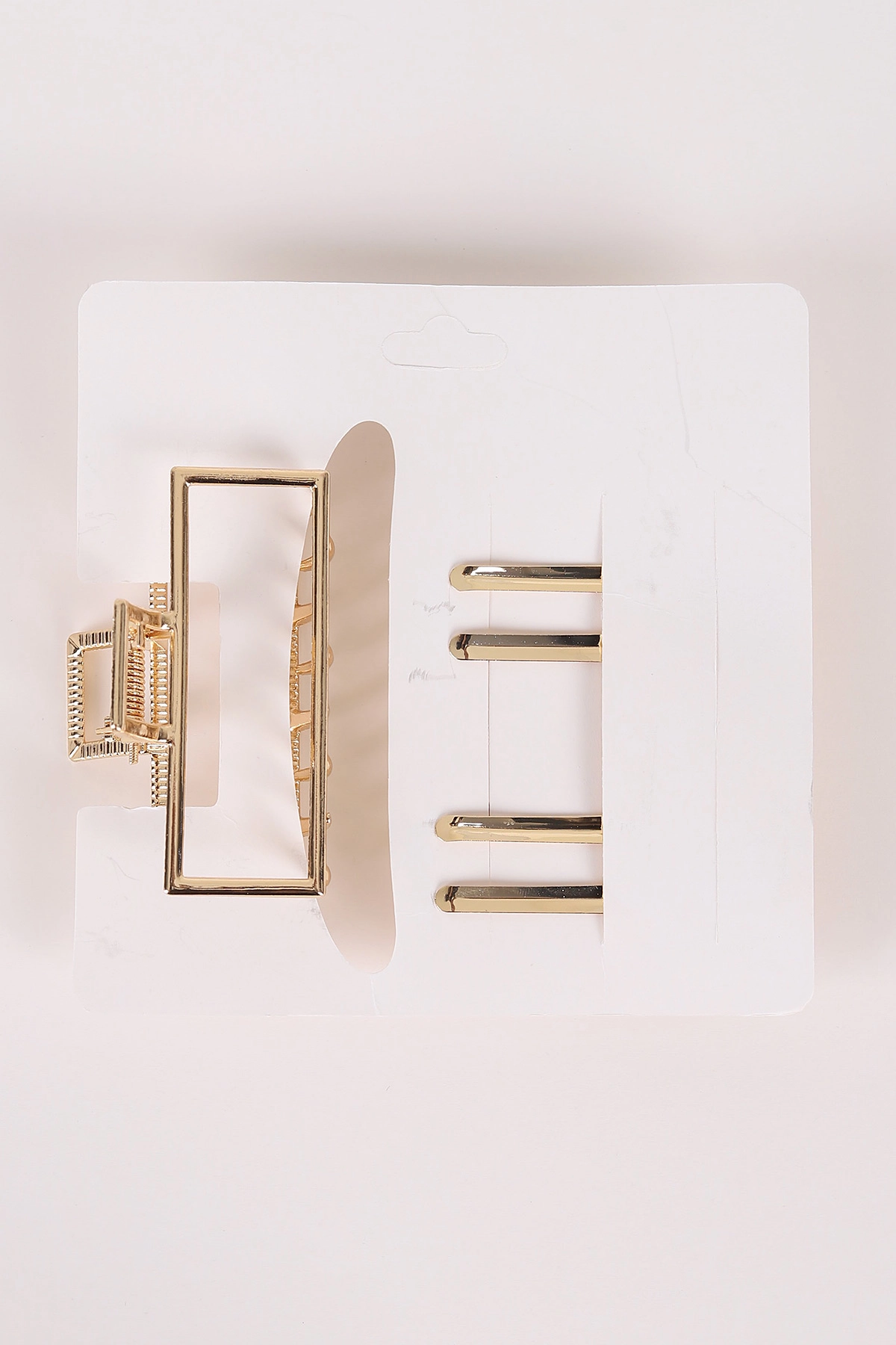 Gold Dikdörtgen Model Küçük Boy 3'lü Pens ve Metal Mandal Toka 463477