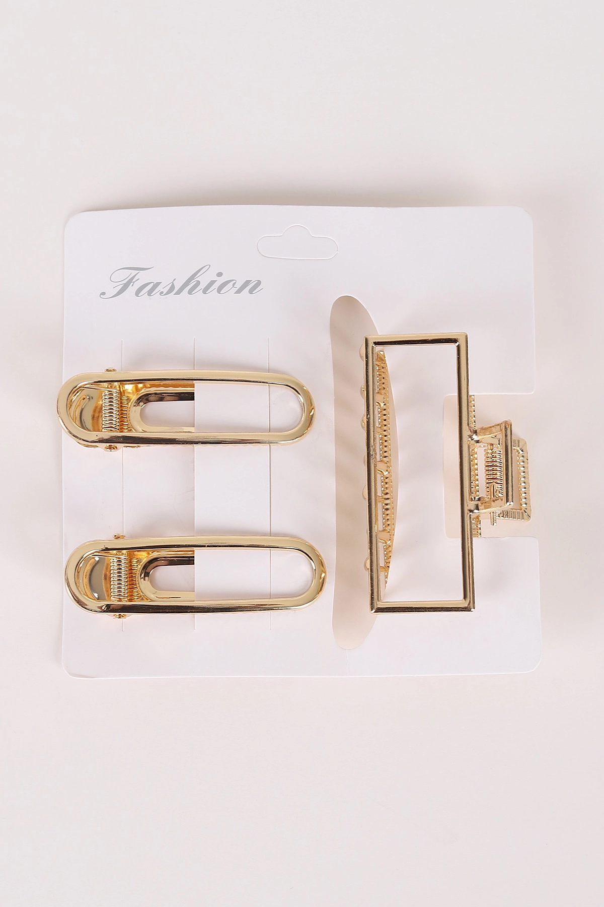 Gold Dikdörtgen Model Küçük Boy 3'lü Pens ve Metal Mandal Toka 463477