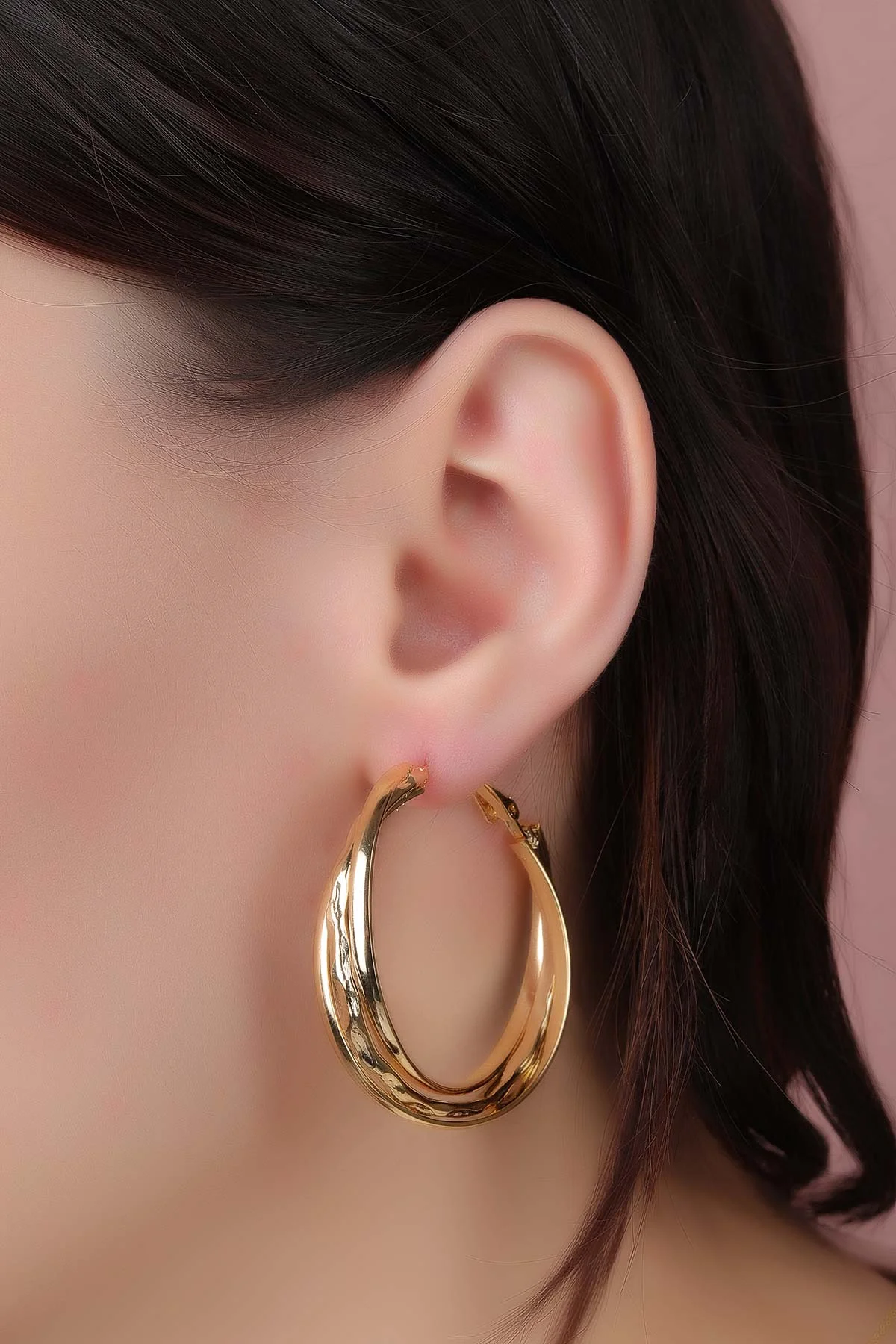 Gold İçe İçe Geçmeli Sarmal Model Küpe 330941