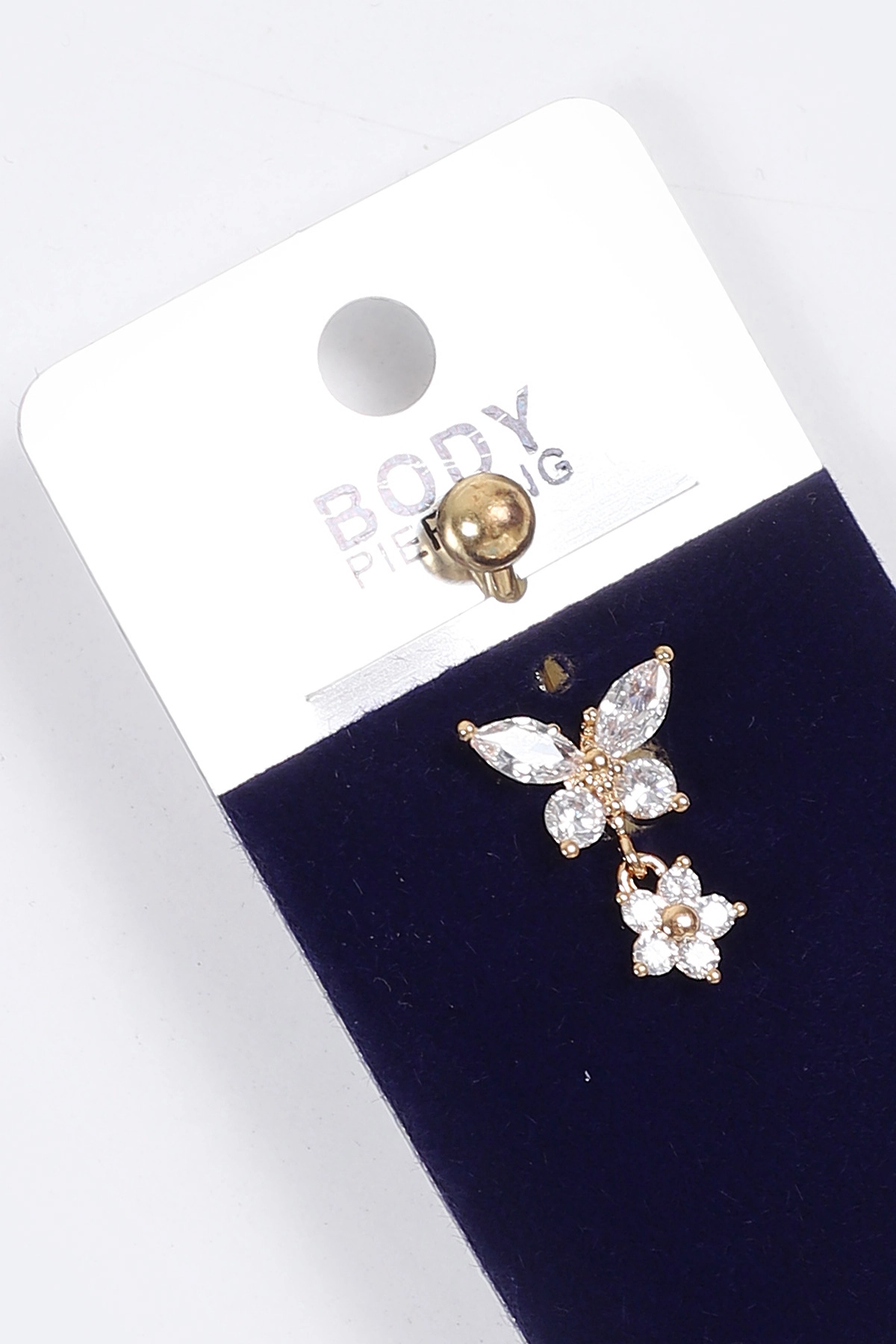 Gold Kelebek Model Zirkon Taşlı Göbek  Piercingi 384720