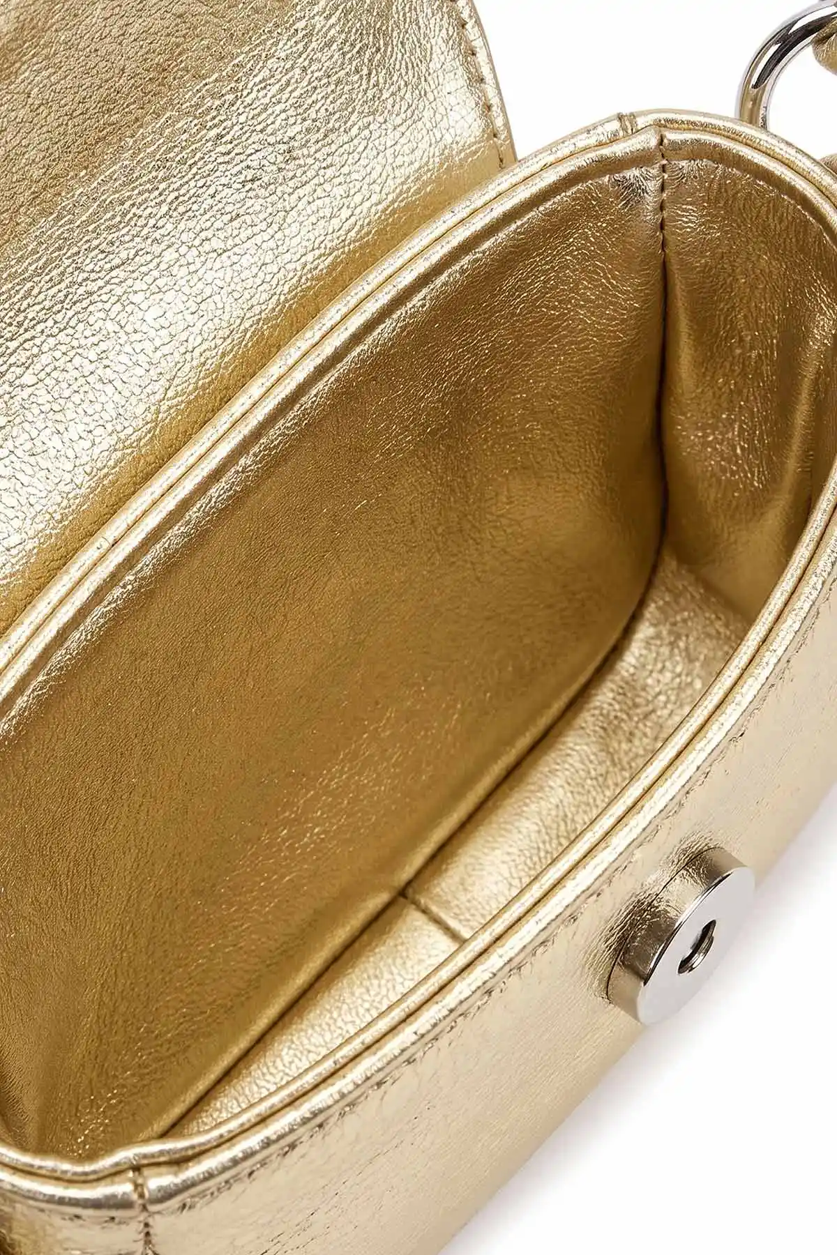 Gold Mini Boy Mıknatıs Kapaklı Kadın Omuz Çantası 480767