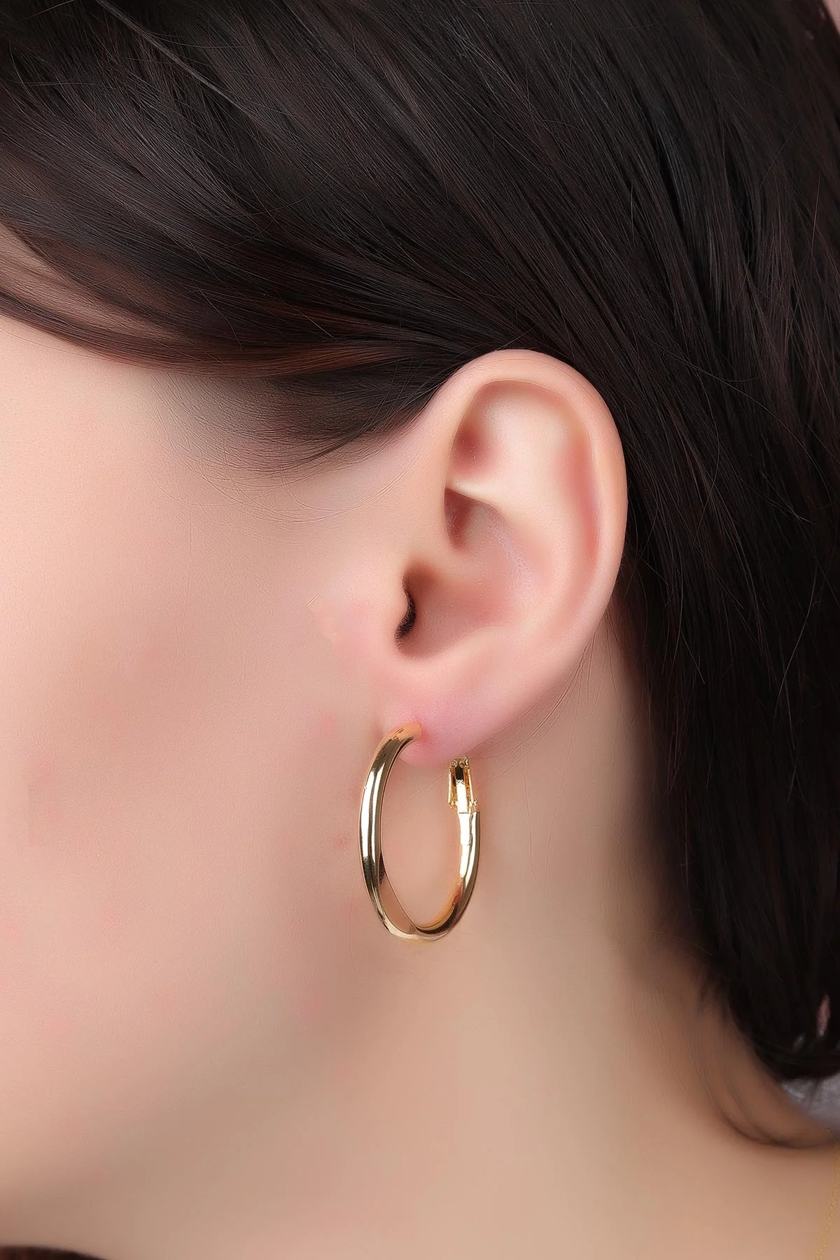 Gold Orta Boy Halka Küpe 330856