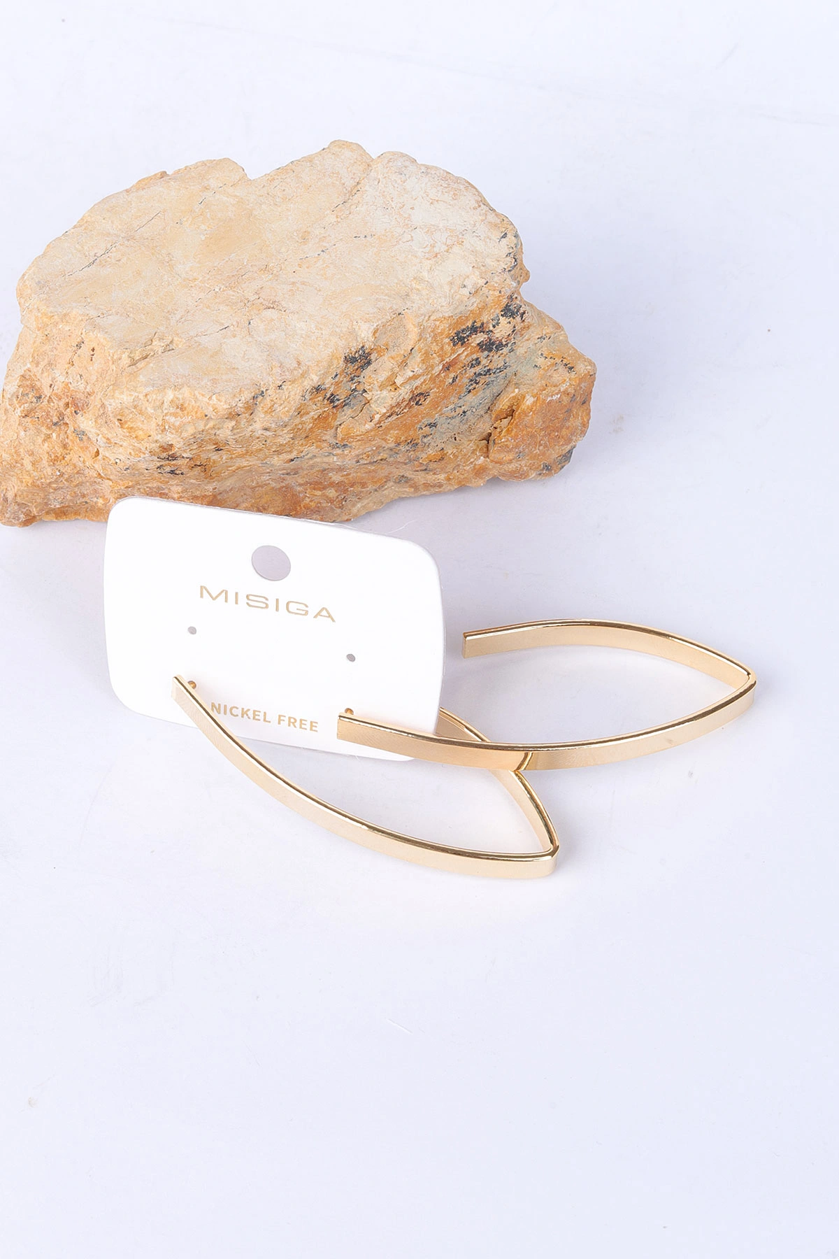 Gold Oval Hatlı Küpe 330844