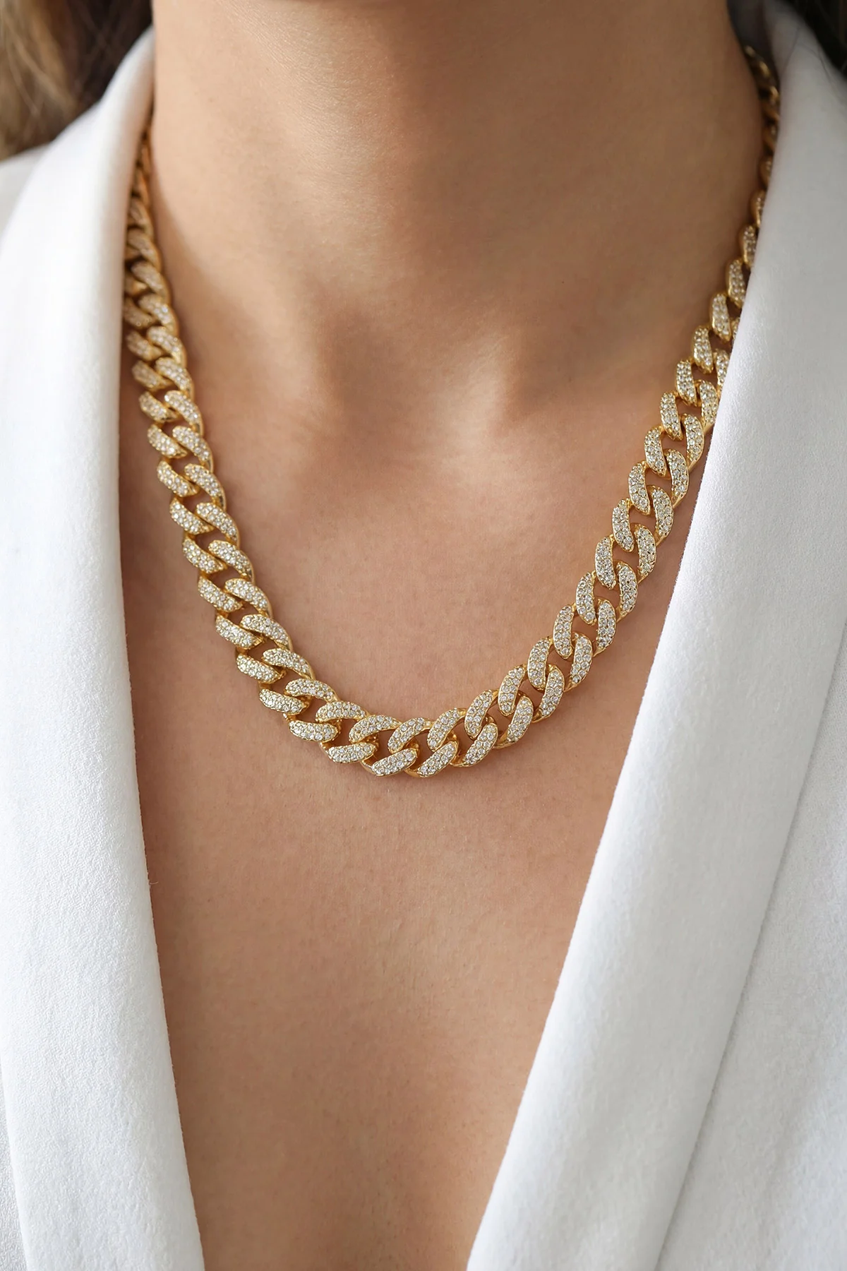 Gold Oval Kesim Zirkon Taşlı Gurmet Kolye 433533
