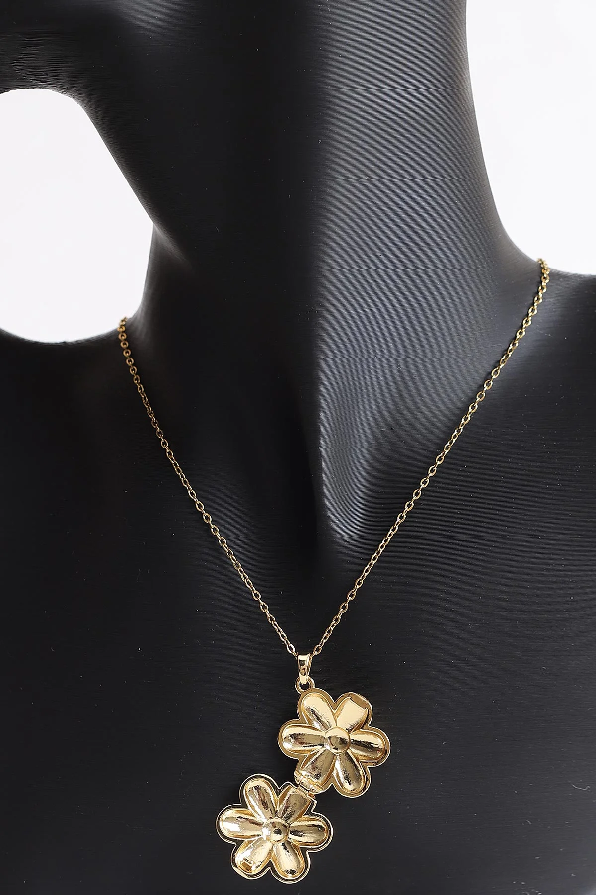 Gold Papatya Model Açılır Balon Çelik Kolye 370391