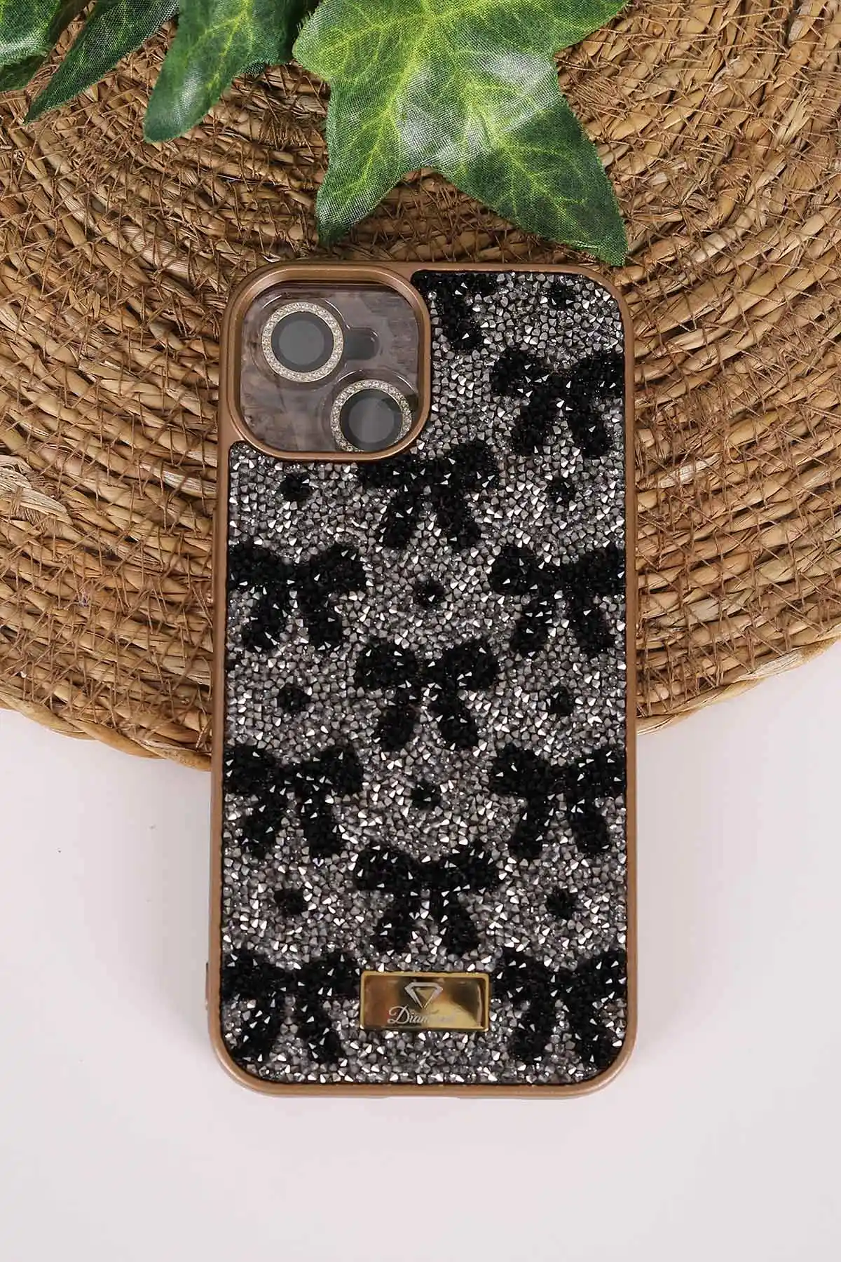 Gold TeknoCase İPhone 13 Uyumlu Perfect Diamond Case Serisi Taşlı Lens Hediyeli Sert Silikon Telefon Kılıfı 480778