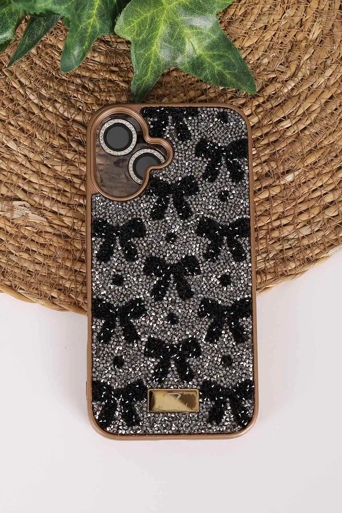 Gold TeknoCase İPhone 16 Uyumlu Perfect Diamond Case Serisi Taşlı Lens Hediyeli Sert Silikon Telefon Kılıfı 480835
