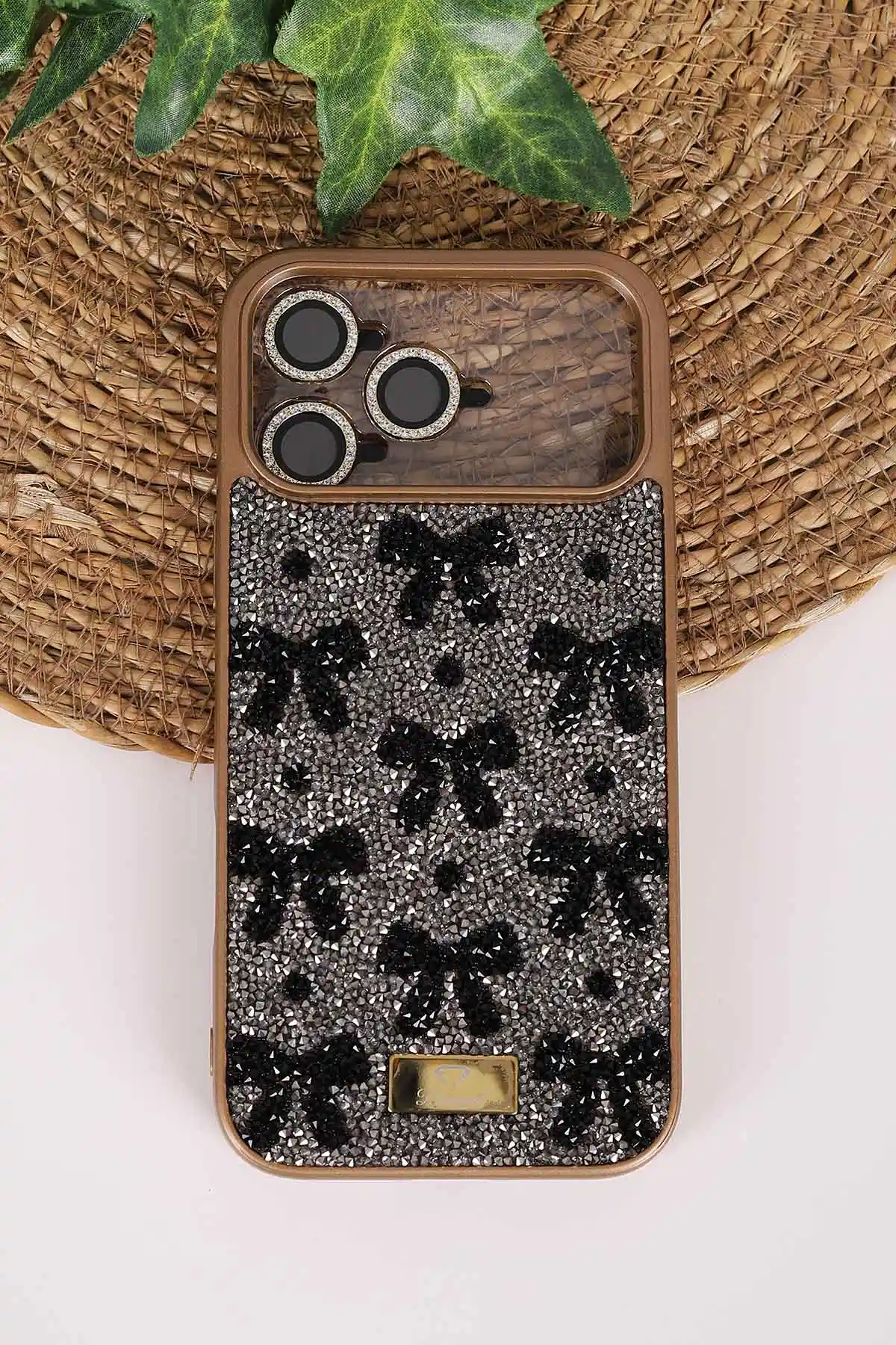 Gold TeknoCase İPhone 17 Pro Max Uyumlu Perfect Diamond Case Serisi Taşlı Lens Hediyeli Sert Silikon Telefon Kılıfı 480870