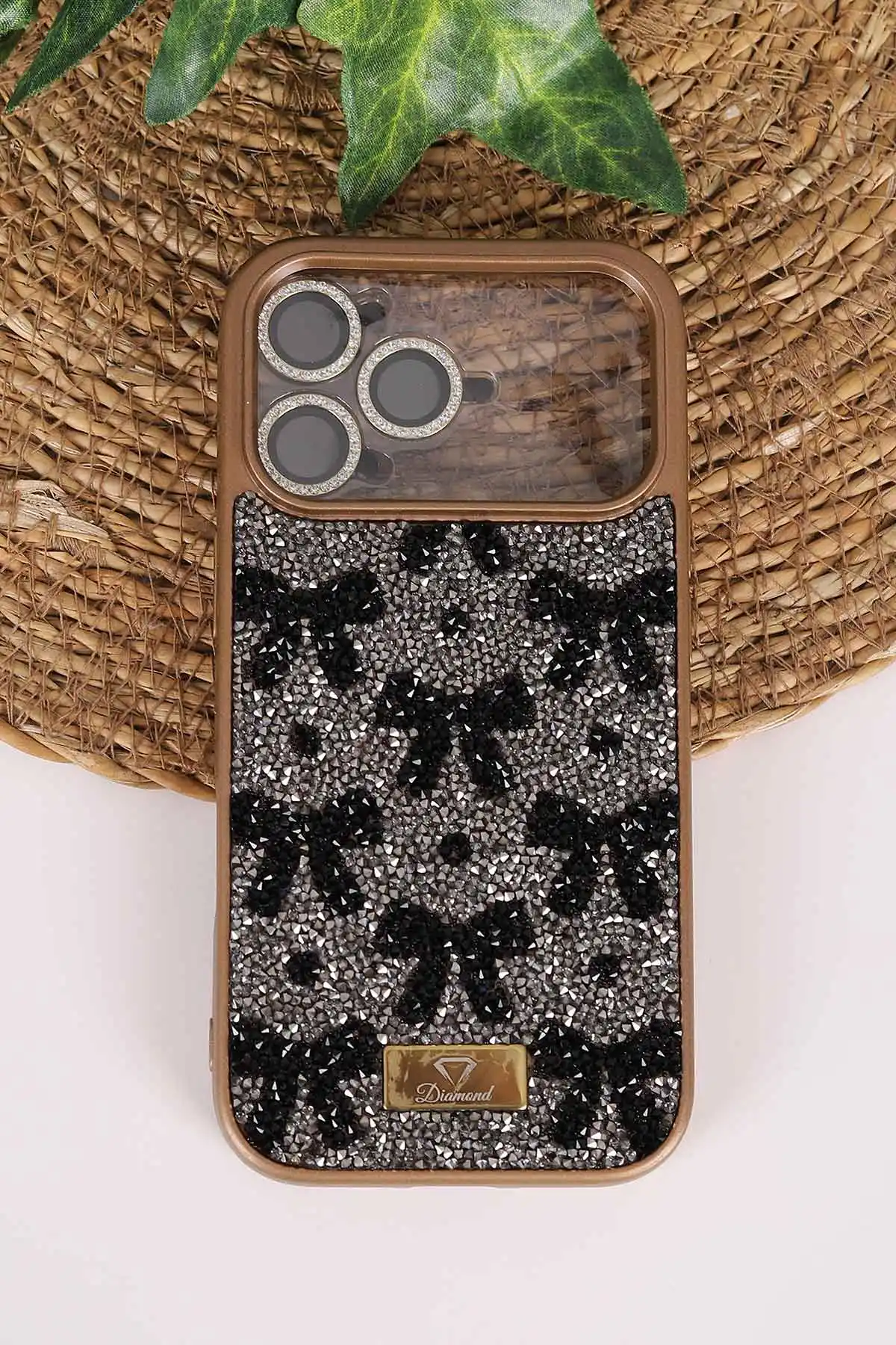 Gold TeknoCase İPhone 17 Pro Uyumlu Perfect Diamond Case Serisi Taşlı Lens Hediyeli Sert Silikon Telefon Kılıfı 480863