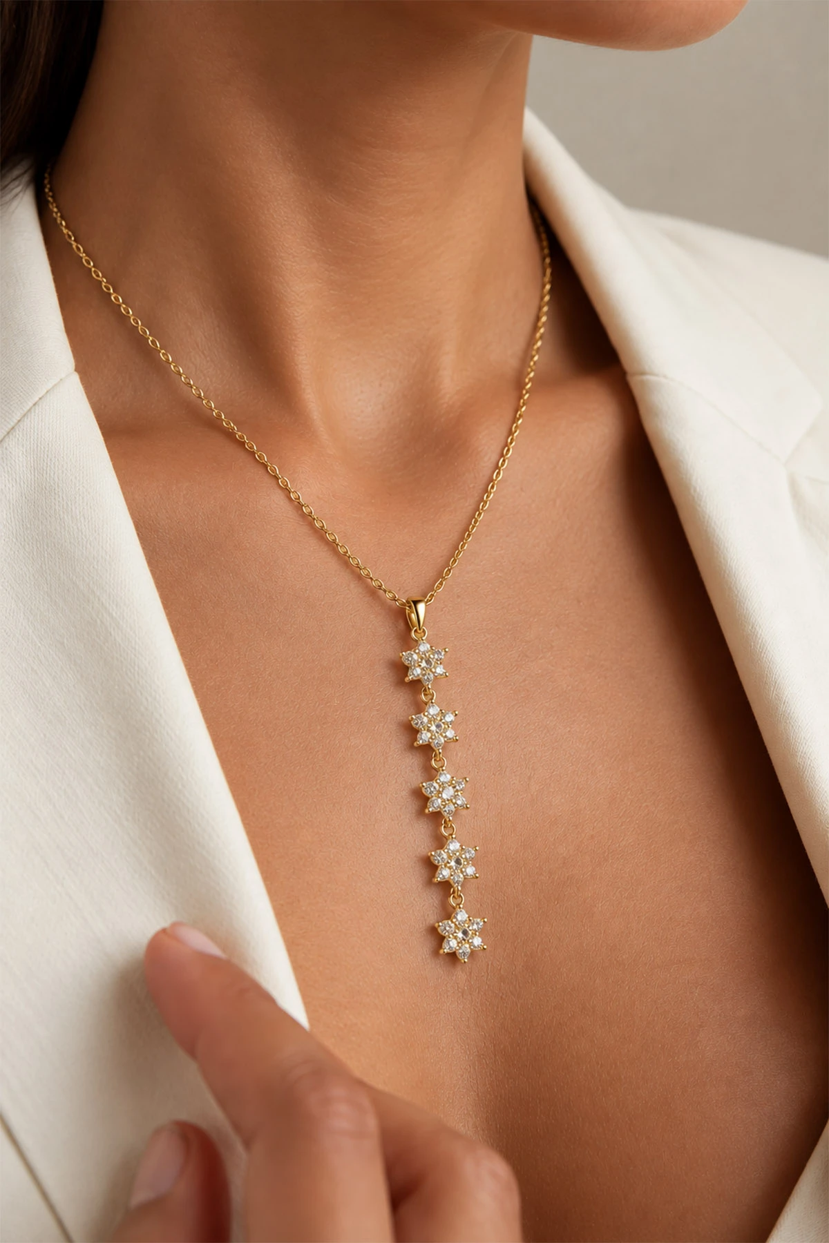 Gold Yonca Model Çelik Kolye 488172