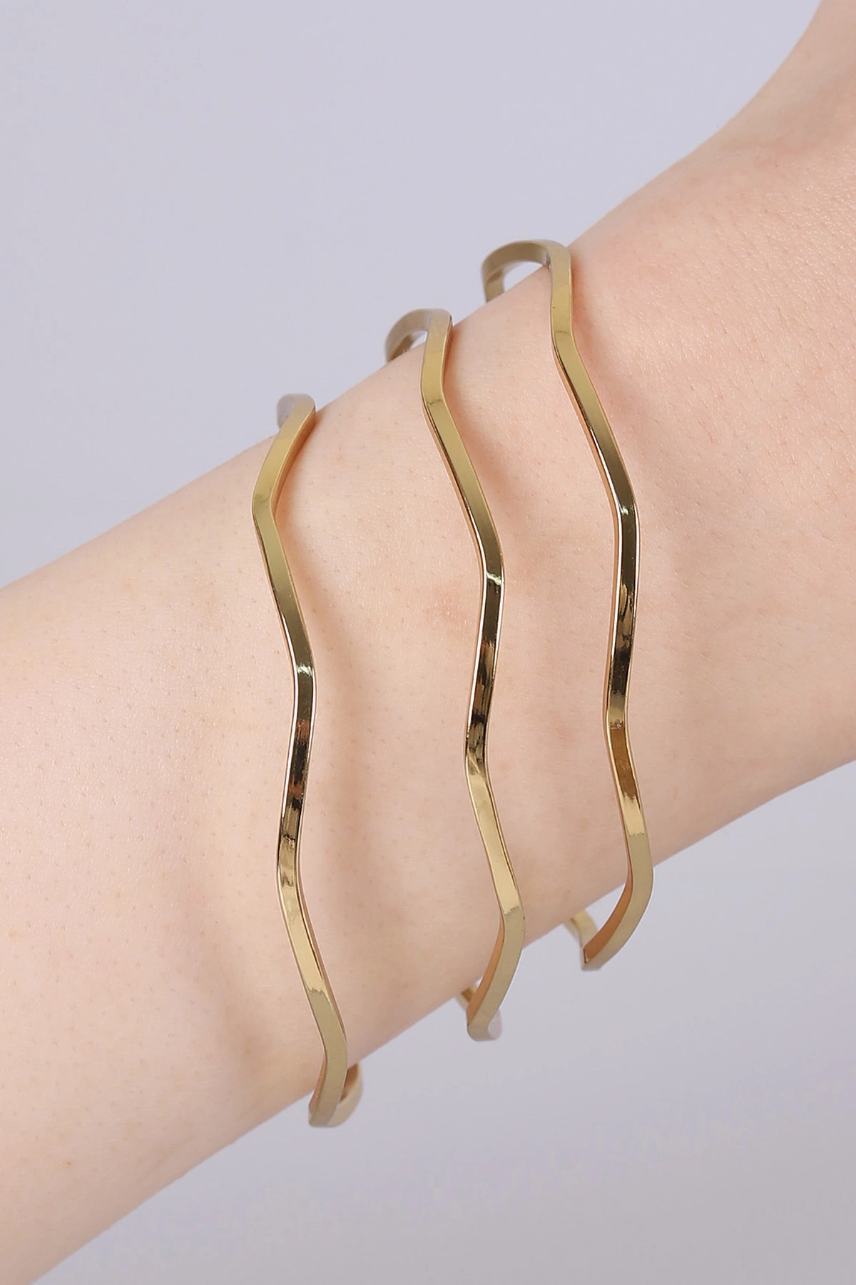 Gold Zikzak 3'lü Çelik Ajda Bilezik 452775