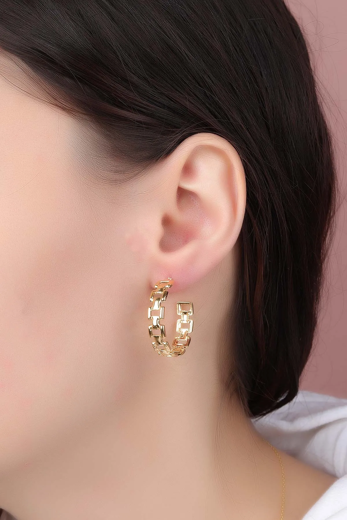 Gold Zincir Model Halka Küpe 330881
