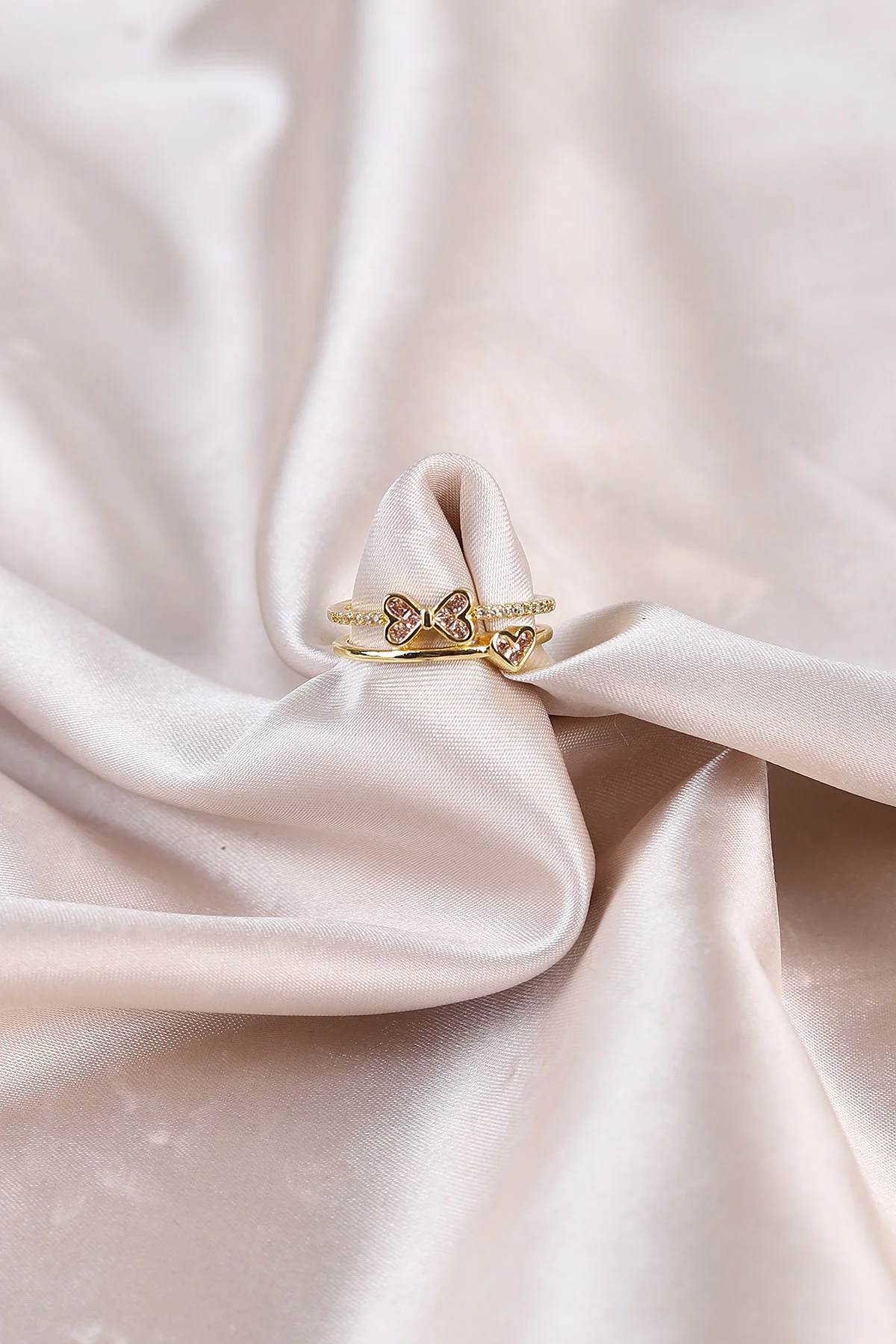 Gold Zirkon  Taşlı Ayarlanabilen Zarif  Yüzük 491855