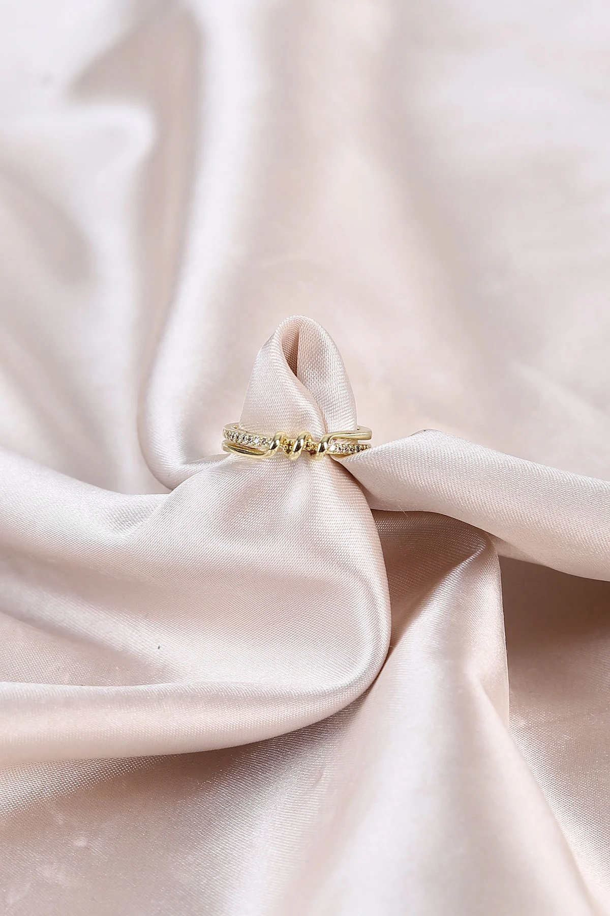 Gold Zirkon Taşlı Ayarlanabilir Yüzük 491748