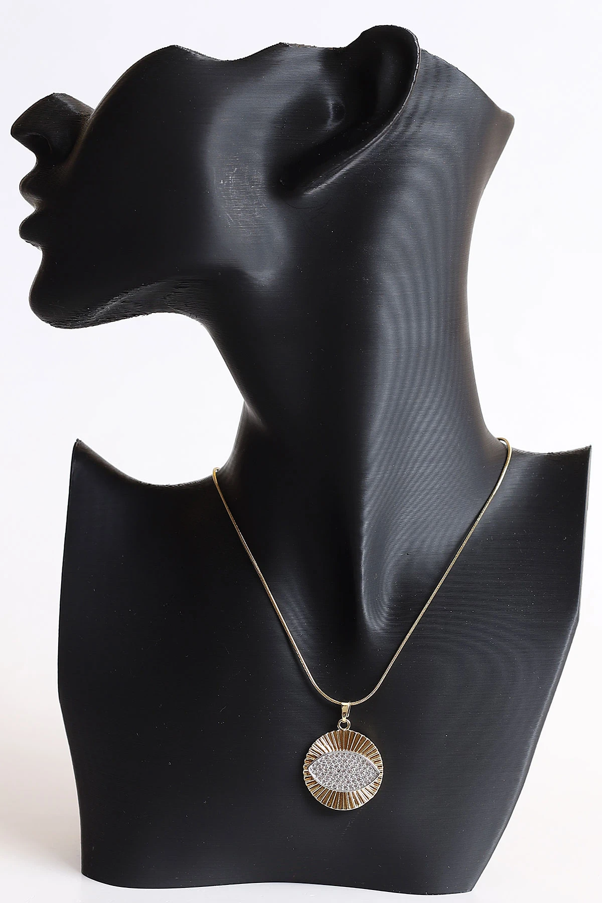Gold Zirkon Taşlı Çelik Kolye 370506