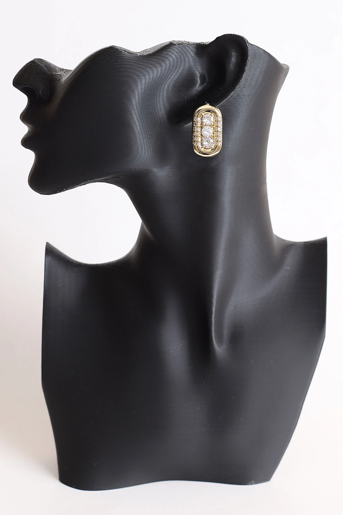 Gold Zirkon Taşlı Çivi Küpe 371507