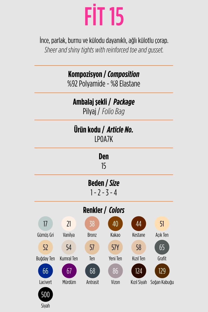 Grafit-65 Penti Fit 15 Den Kadın Külotlu Çorap 420761