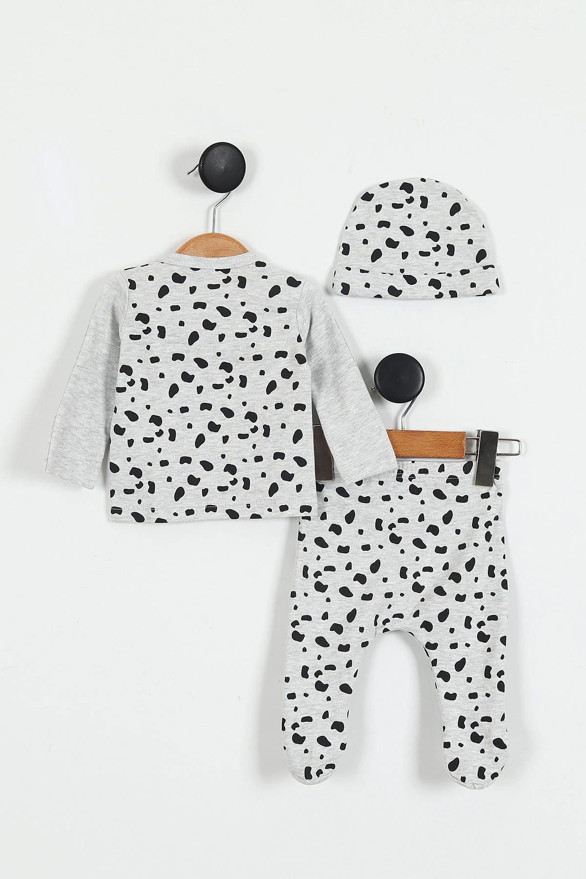 Gri (0-3 Ay) Good Friends Baskılı Patikli Erkek Bebek 3'lü Takım 423171