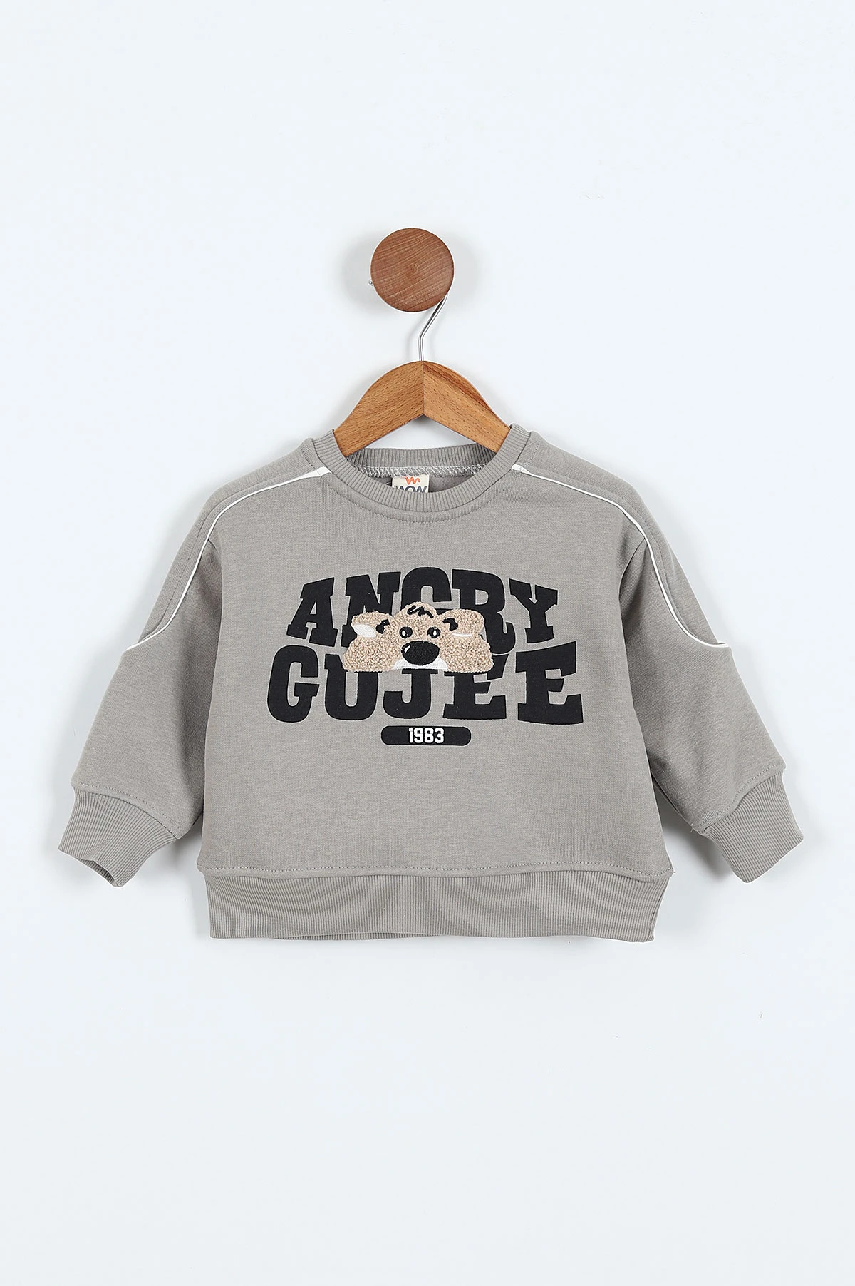 Gri (0-4 Yaş)Gujje Baskılı Biye Detaylı  3  İp Şardonlu Erkek Çocuk Sweatshirt 417569