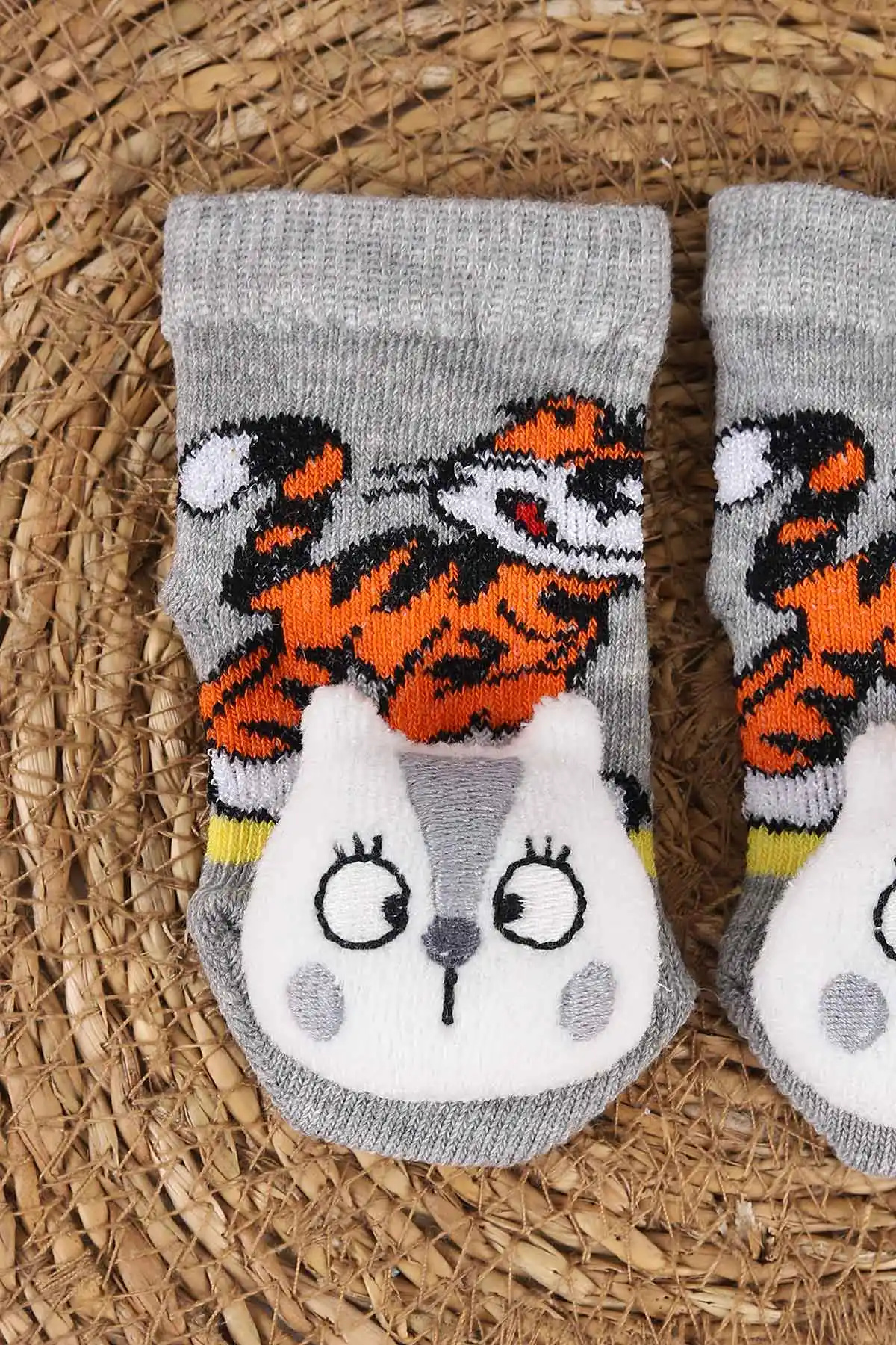 Gri (0-6 Ay) Oyuncaklı Erkek Bebek Çorap 467458