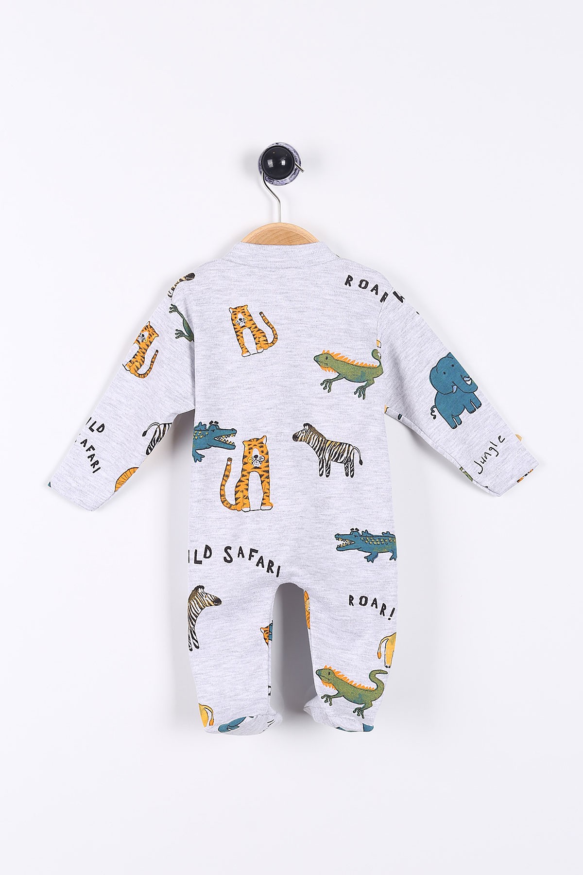 Gri (0-9 Ay) Roar Safari Hayvanlar Baskılı Erkek Bebe Tulum 174299