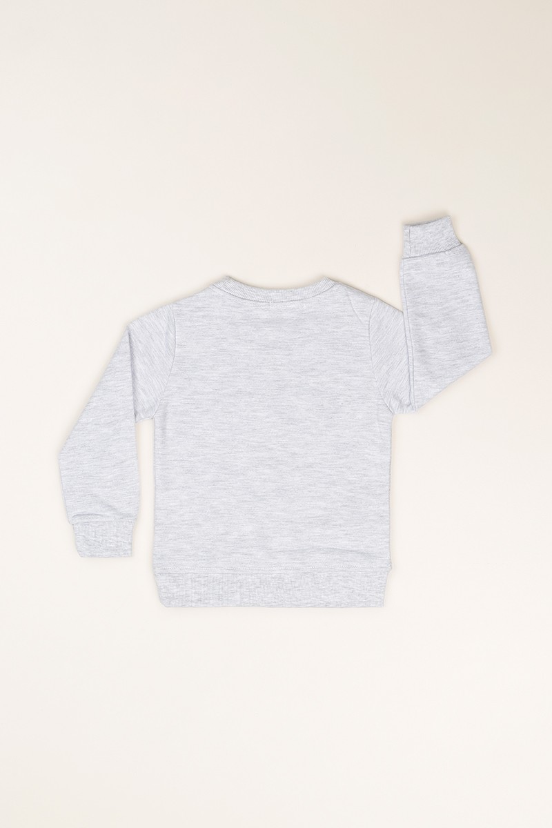 Gri (1-8 Yaş) Çiçek Baskılı İçi Şardonlu Kız Çocuk Sweatshirt 81379