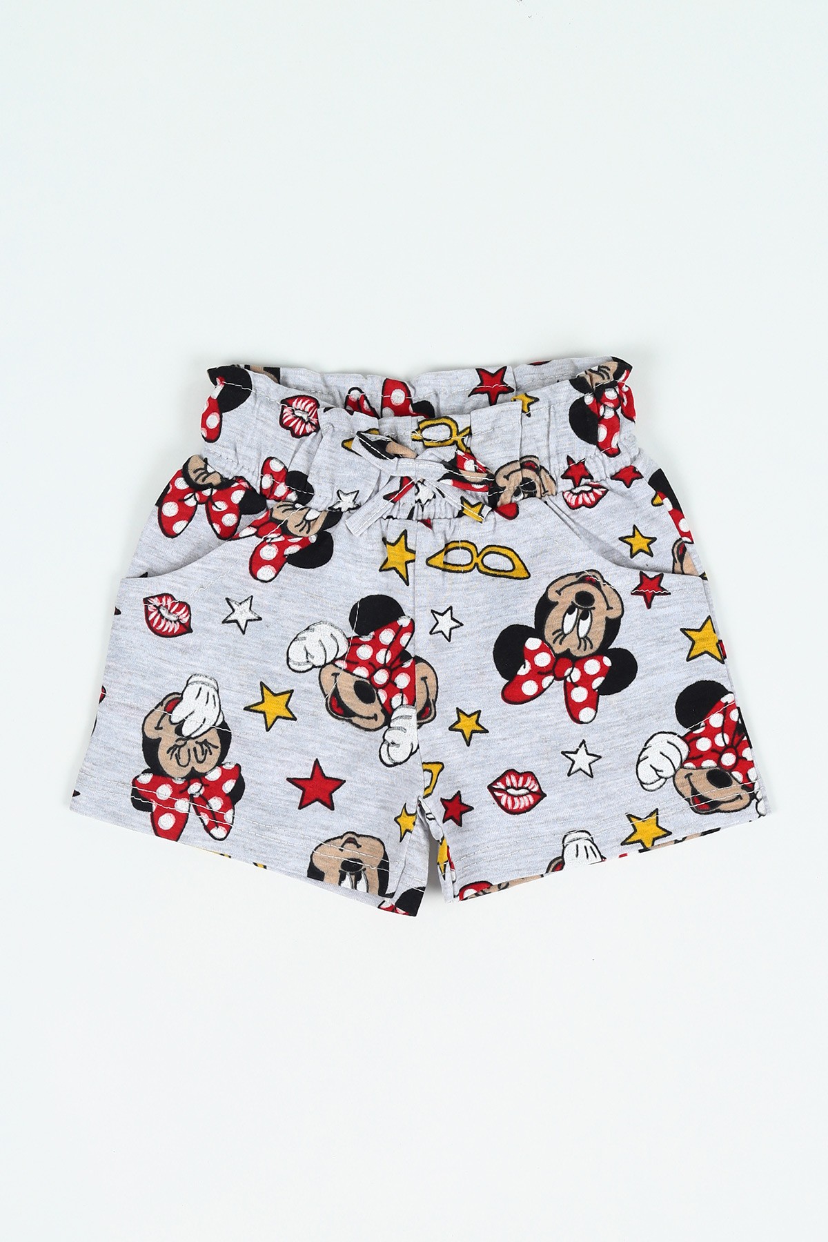 Gri (1-8 yaş) Minnie Mouse Baskılı Kız Çocuk Şort 116721