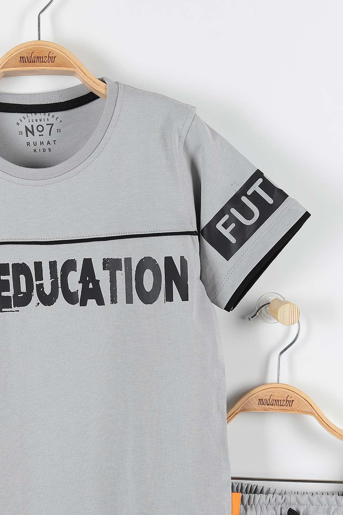 Gri (11-14 Yaş) Self Educatıon Baskılı Bel Bağlamalı Erkek Çocuk Takım 172393