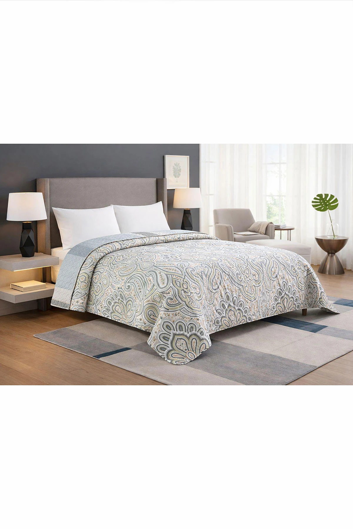 Gri 160x220 Cm Bella Home Aden Tek Kişilik Çok Amaçlı Yatak Örtüsü 474843
