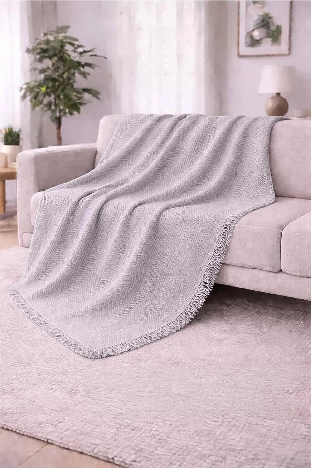 Gri 170x200 Cm Bella Home Çok Amaçlı Örtü - Koltuk Örtüsü - Pike 434791