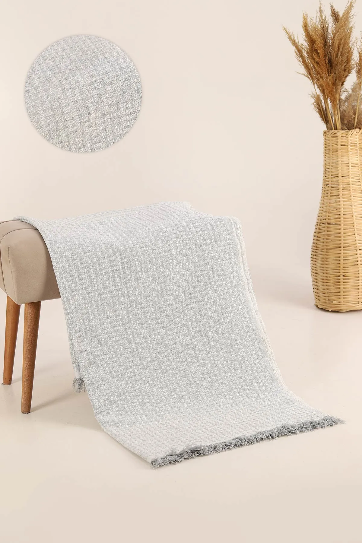 Gri 180x220 Cm Pamuklu Çok Amaçlı Çekyat Ve Koltuk Örtüsü 346671