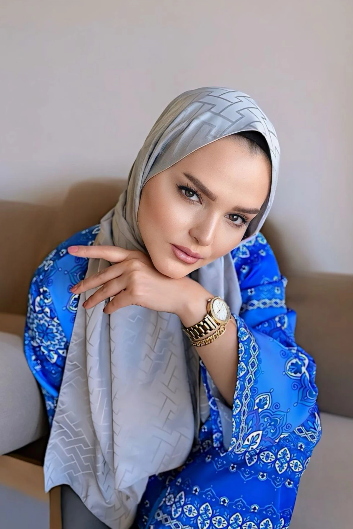Gri 180x70 Jakar İpeksi Labirent Desen Şal 270910