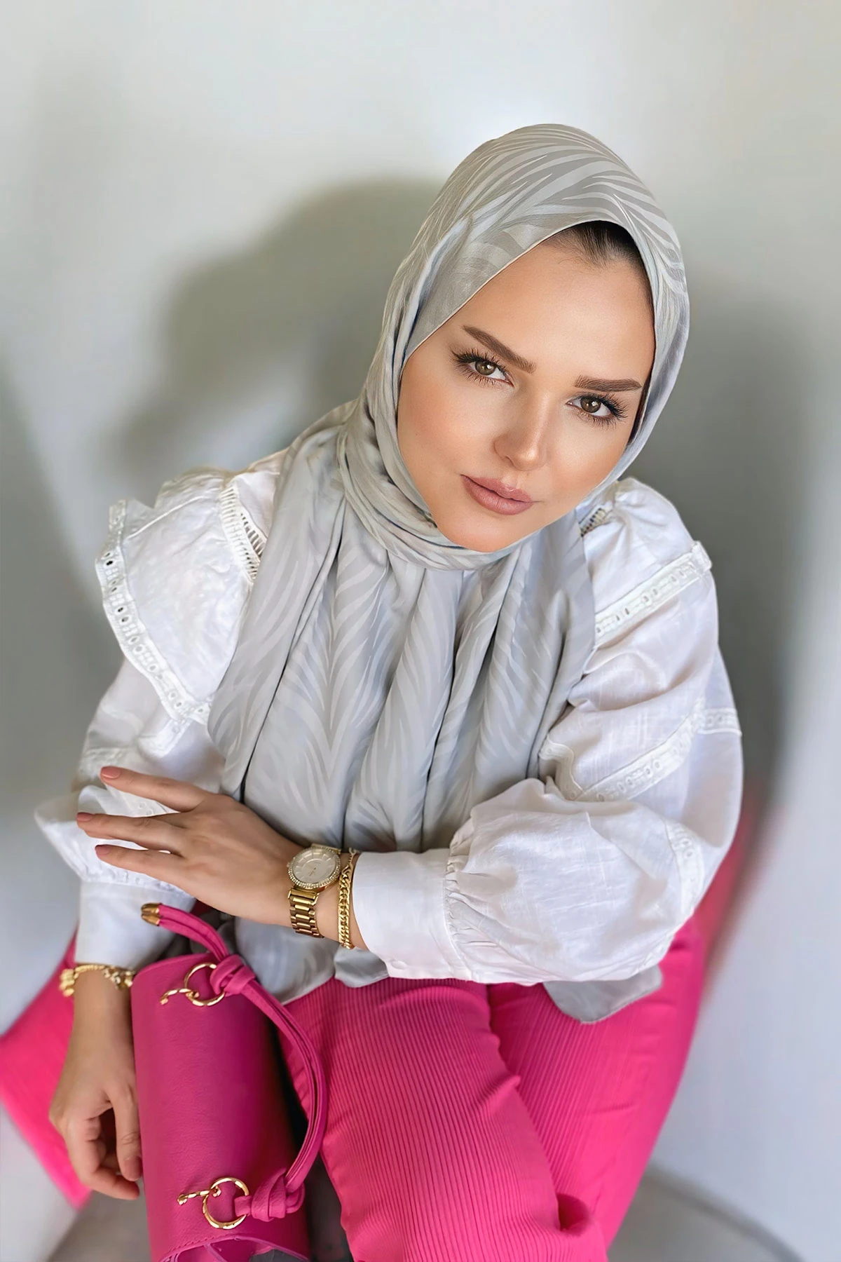 Gri 180x70 Jakar İpeksi Zebra Desen Şal 270891