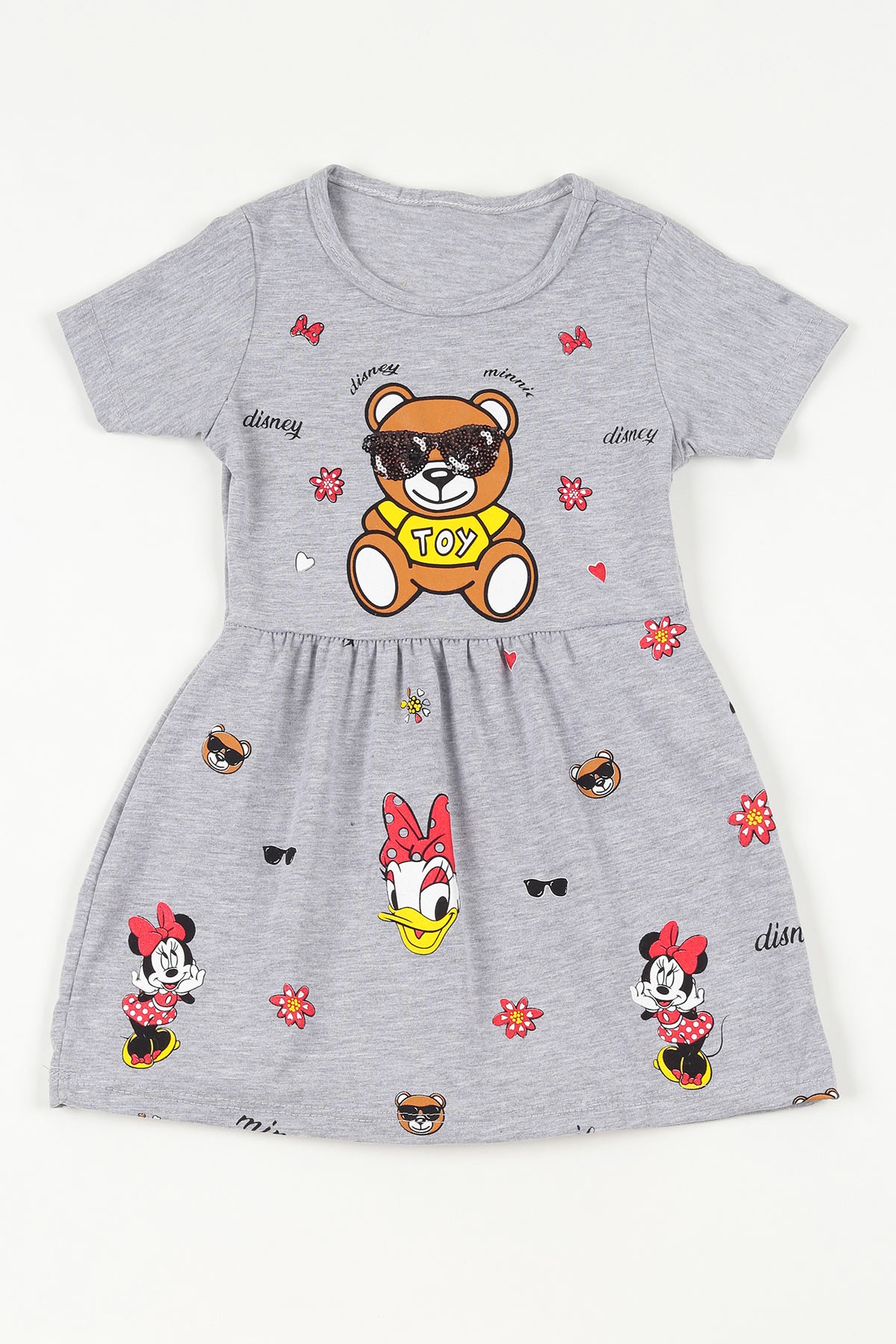 Gri (2-10 yaş) Moschino Toy Baskılı Kız Çocuk Elbise 108652