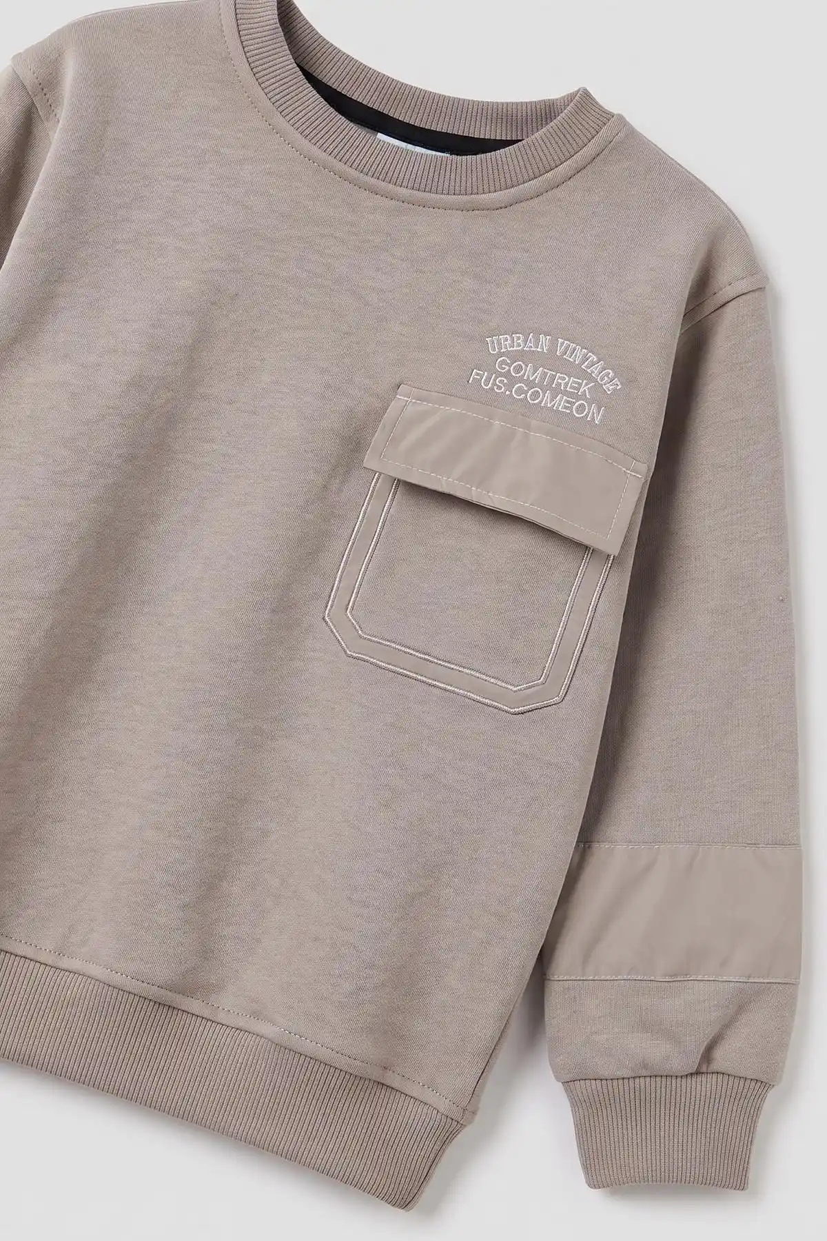Gri (2-12 Yaş) Urban Nakışlı   İçi Şardonlu Erkek  Çocuk Sweatshirt 493820