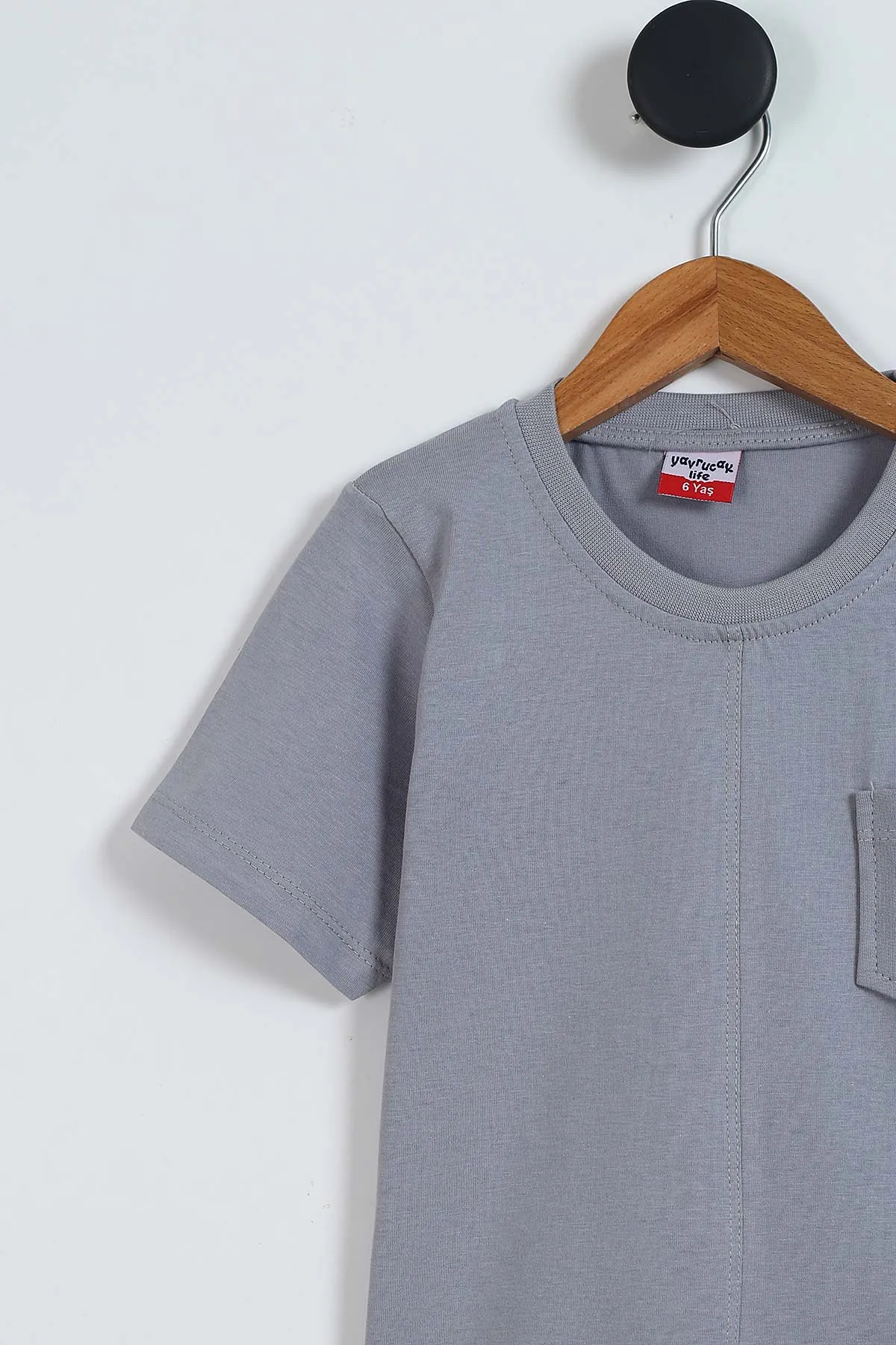 Gri (2-5 Yaş) Ön Arka Skateboard Baskılı Cep Detaylı Penye Erkek Çocuk Yazlık Takım 347255