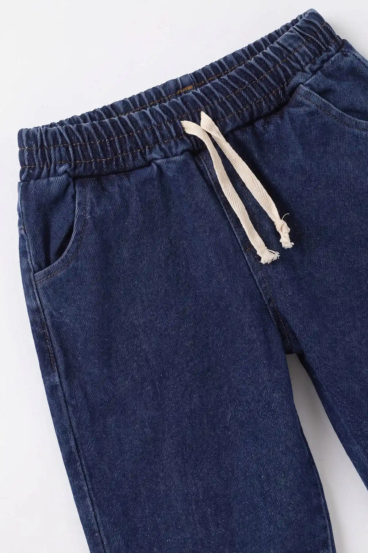 Gri (2-5 Yaş)Yakalı Düğmeli Kot Pantolonlu Erkek Çocuk Takım 494244