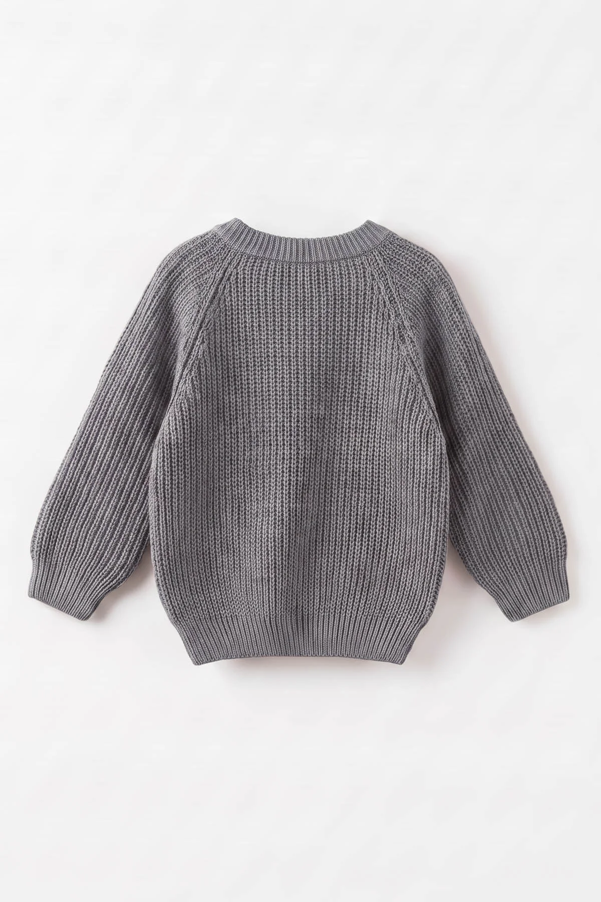 Gri (2-8 Yaş) Dikişsiz Selanik Örgülü Unisex Çocuk Kazak 474932