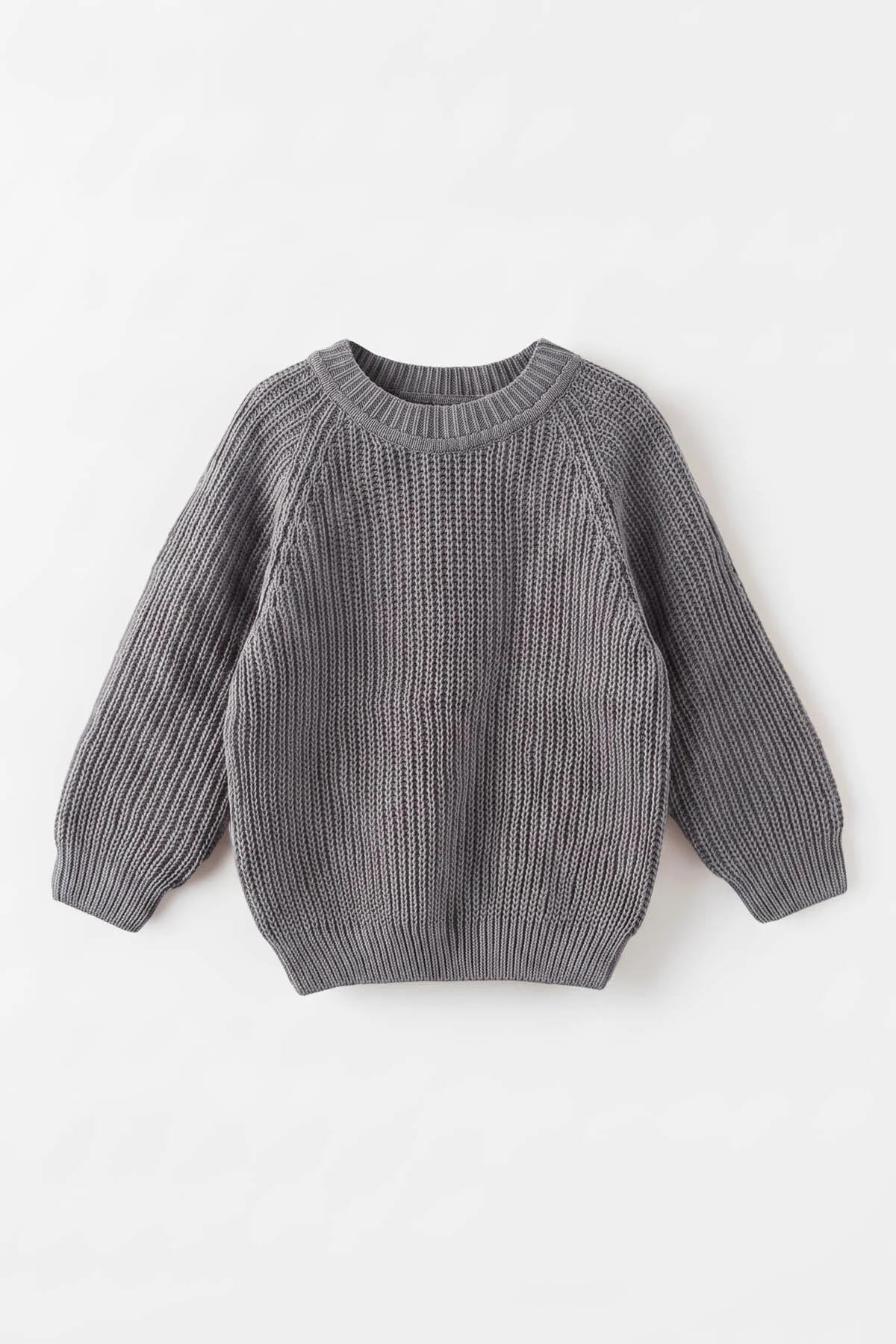 Gri (2-8 Yaş) Dikişsiz Selanik Örgülü Unisex Çocuk Kazak 474932