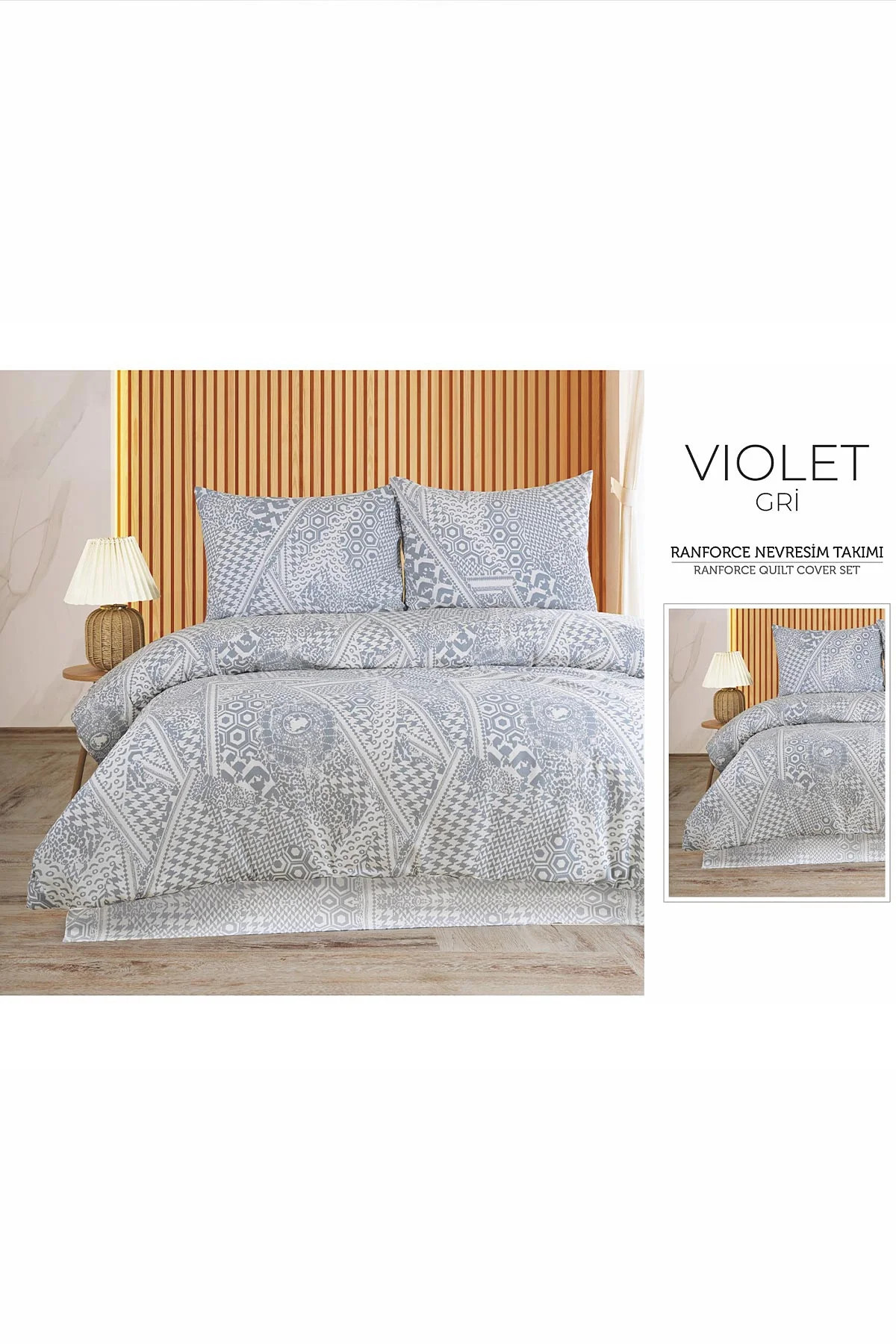 Gri 200x220 Cm Bella Home Çift Kişilik Fitted New Box Nevresim Takımı 487086