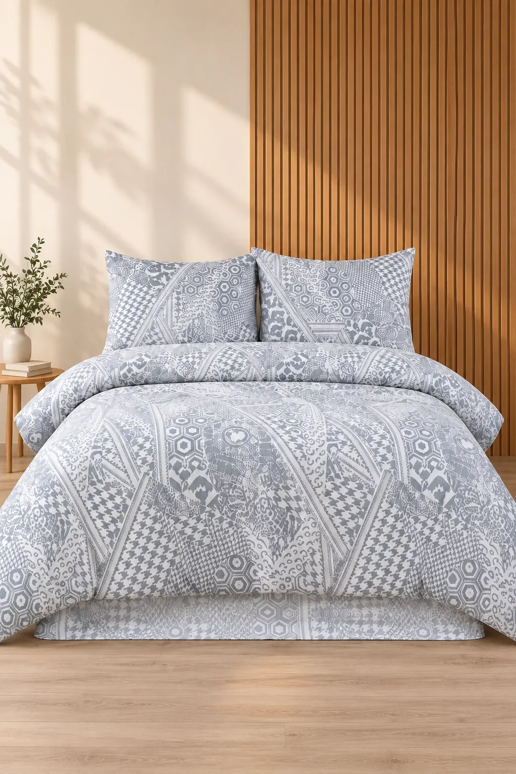 Gri 200x220 Cm Bella Home Lastiksiz Battal Boy New Box Nevresim Takımı 492015