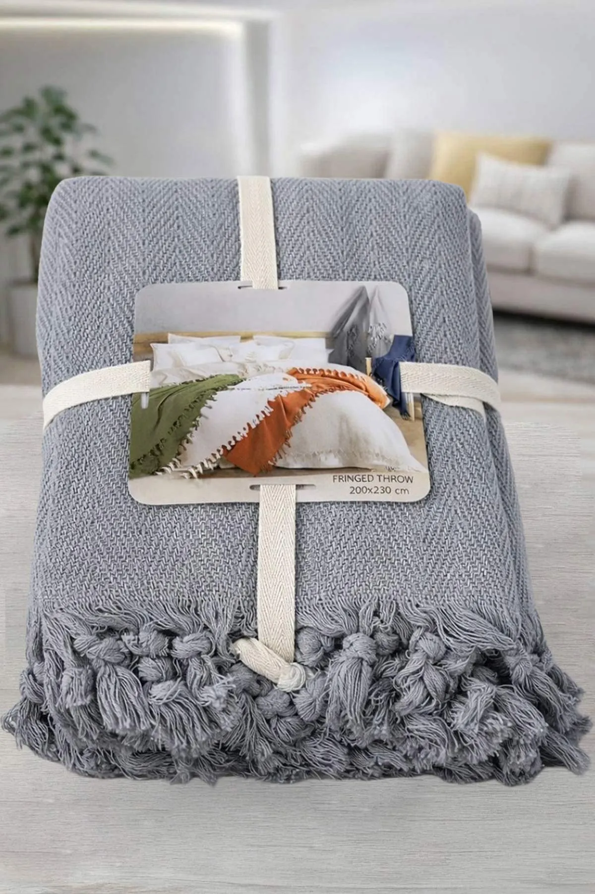 Gri 200x230 Cm Bella Home Çift Kişilik Natural Tek Pike 434769